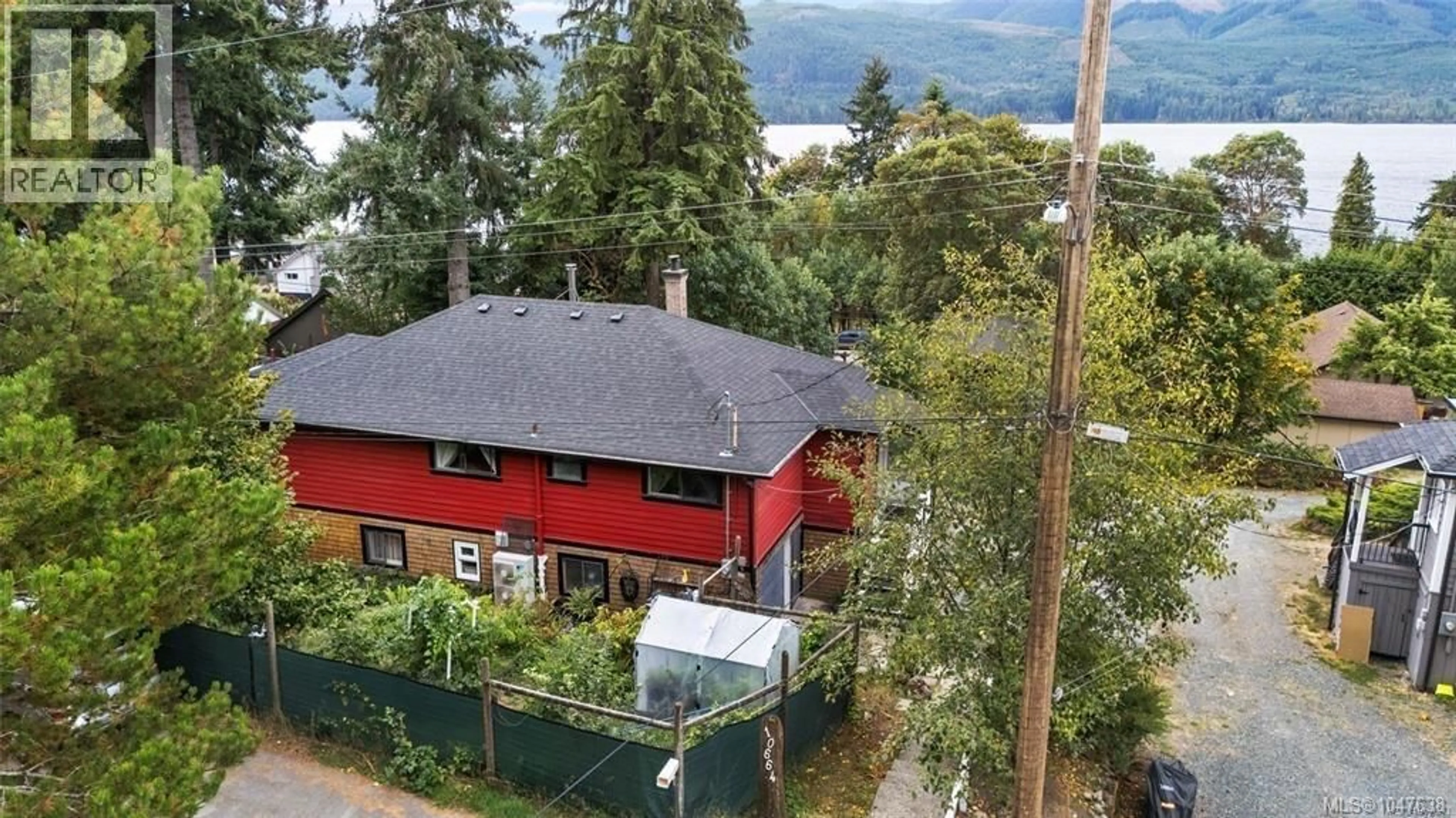 A pic from outside/outdoor area/front of a property/back of a property/a pic from drone, mountain view for 10664 CEDAR DRIVE, Youbou British Columbia V0R3E1