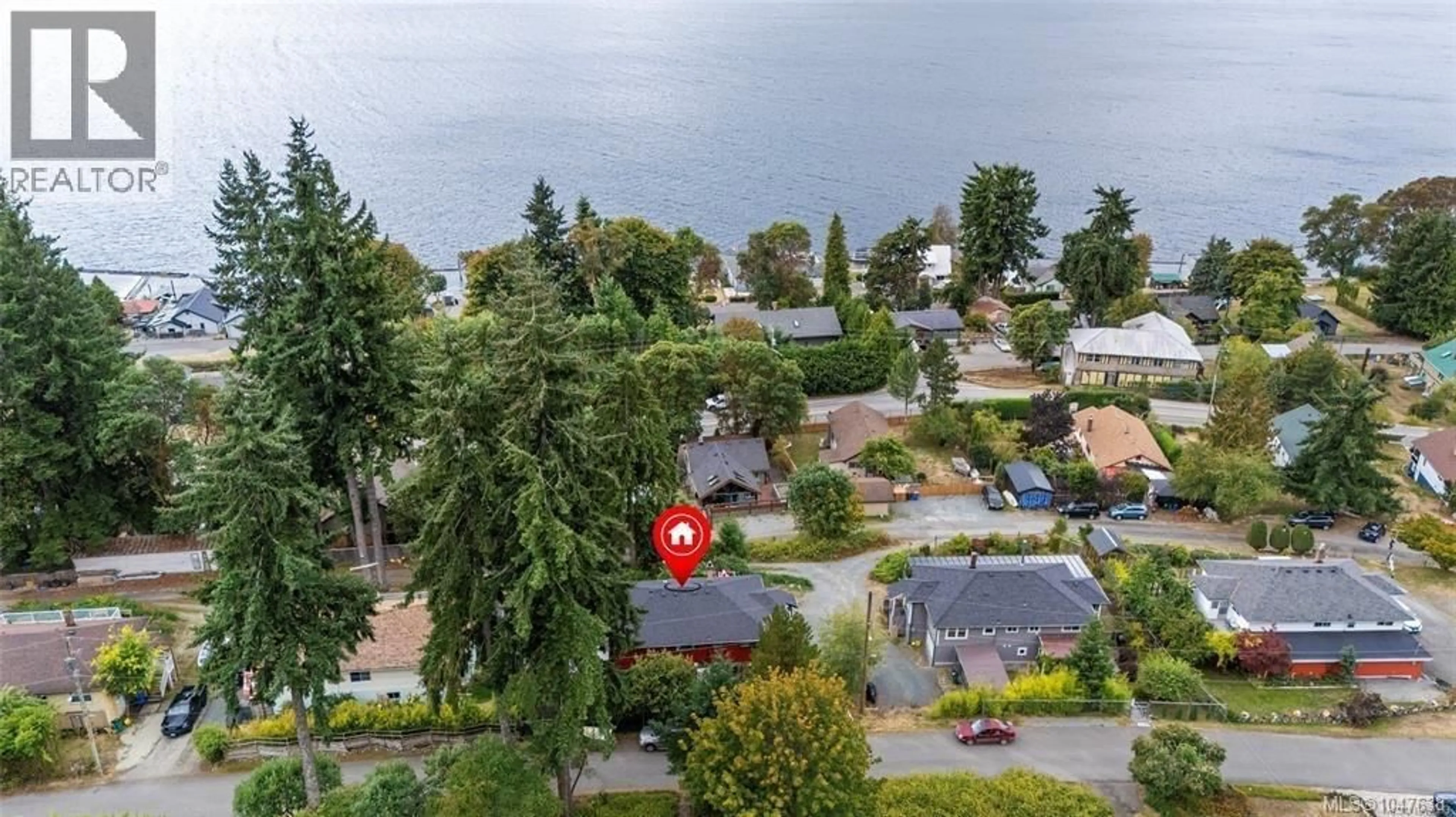 A pic from outside/outdoor area/front of a property/back of a property/a pic from drone, water/lake/river/ocean view for 10664 CEDAR DRIVE, Youbou British Columbia V0R3E1