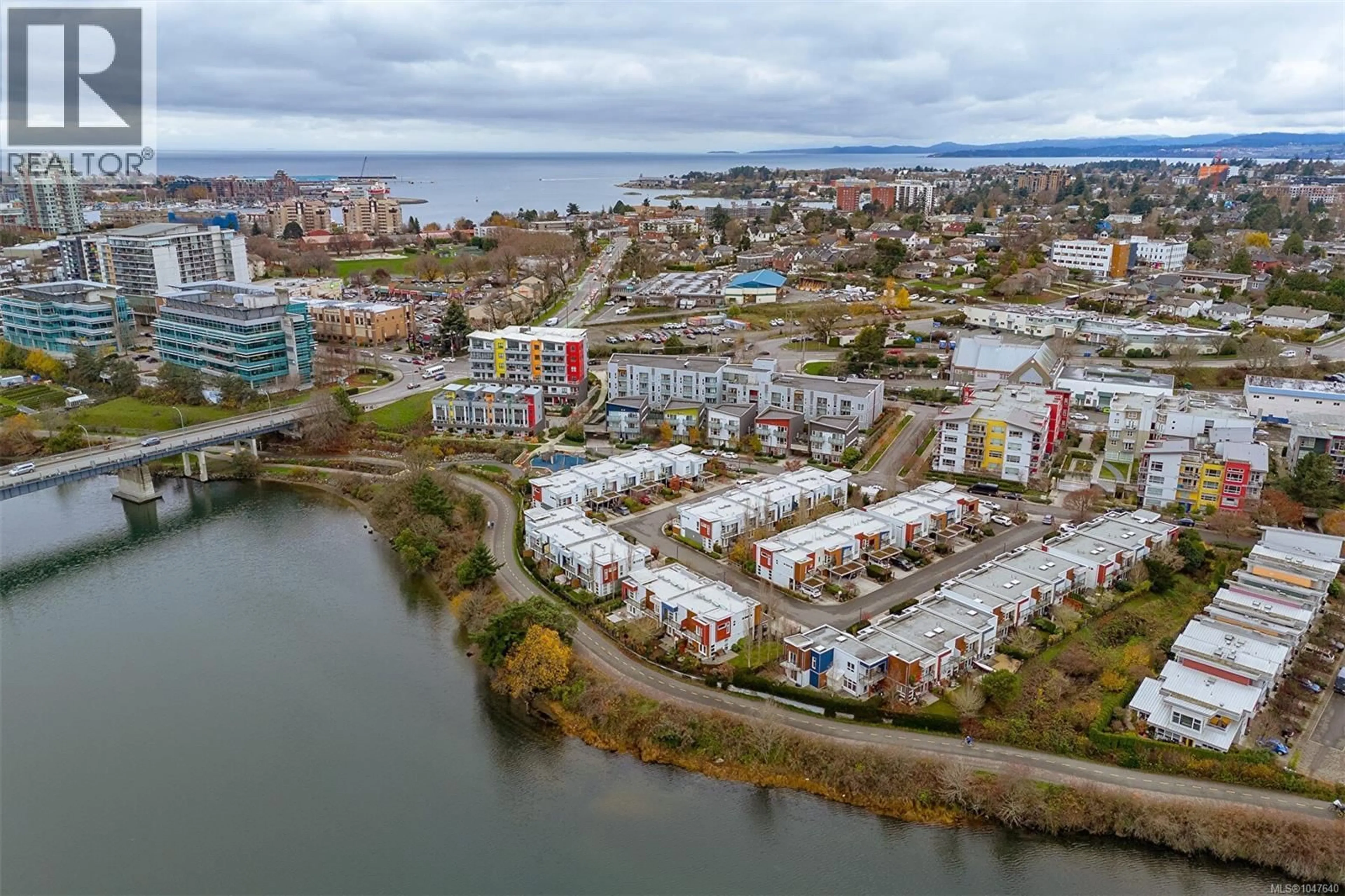 A pic from outside/outdoor area/front of a property/back of a property/a pic from drone, water/lake/river/ocean view for 106 - 770 CENTRAL SPUR ROAD, Victoria British Columbia V9A0G7