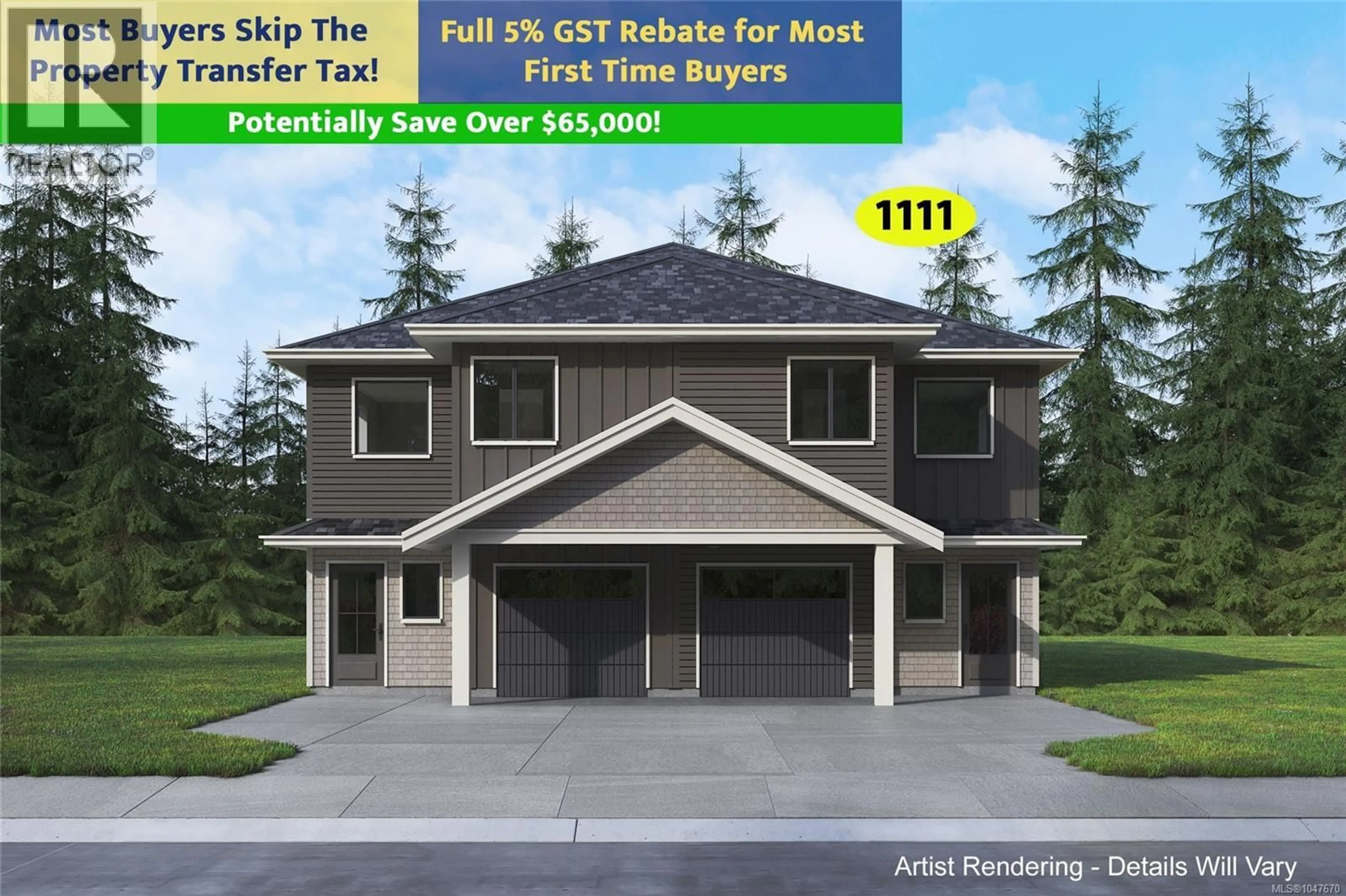 Home with vinyl exterior material, street for 1111 DELTANA AVENUE, Langford British Columbia V9C0K5