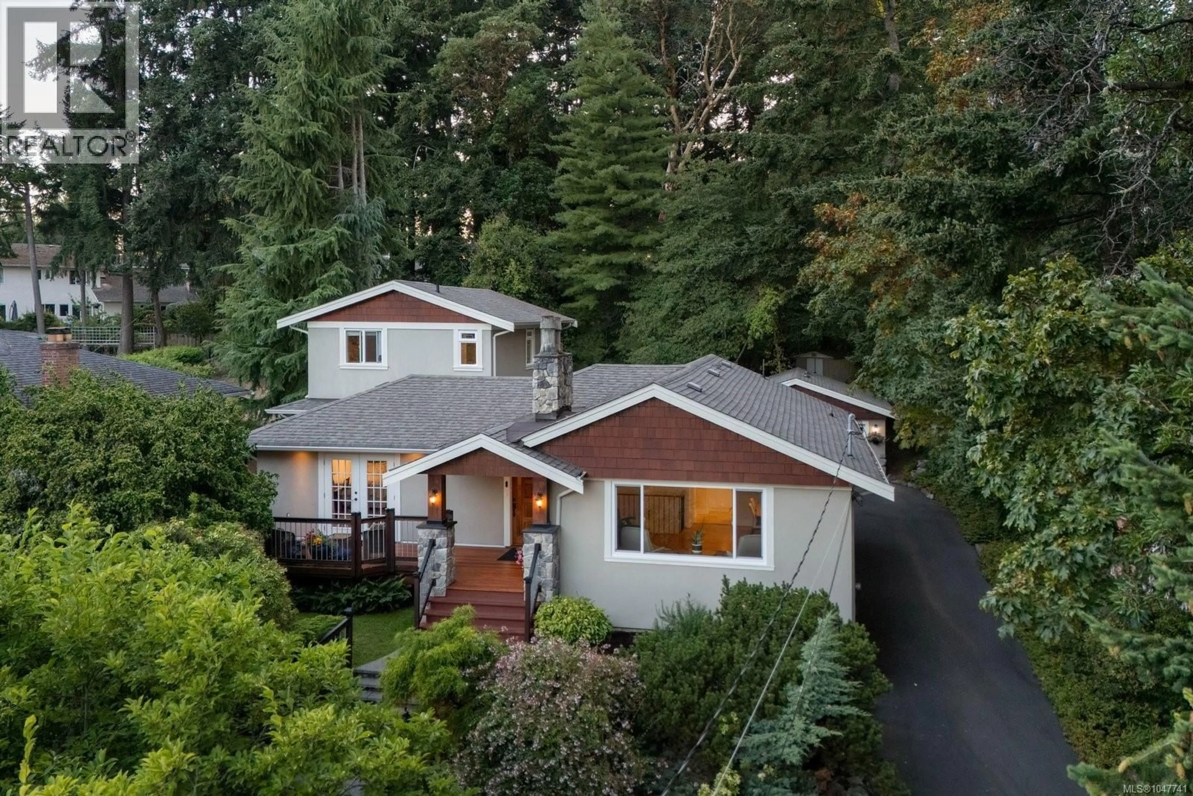 A pic from outside/outdoor area/front of a property/back of a property/a pic from drone, street for 2229 ARBUTUS ROAD EAST, Saanich British Columbia V8N1V2