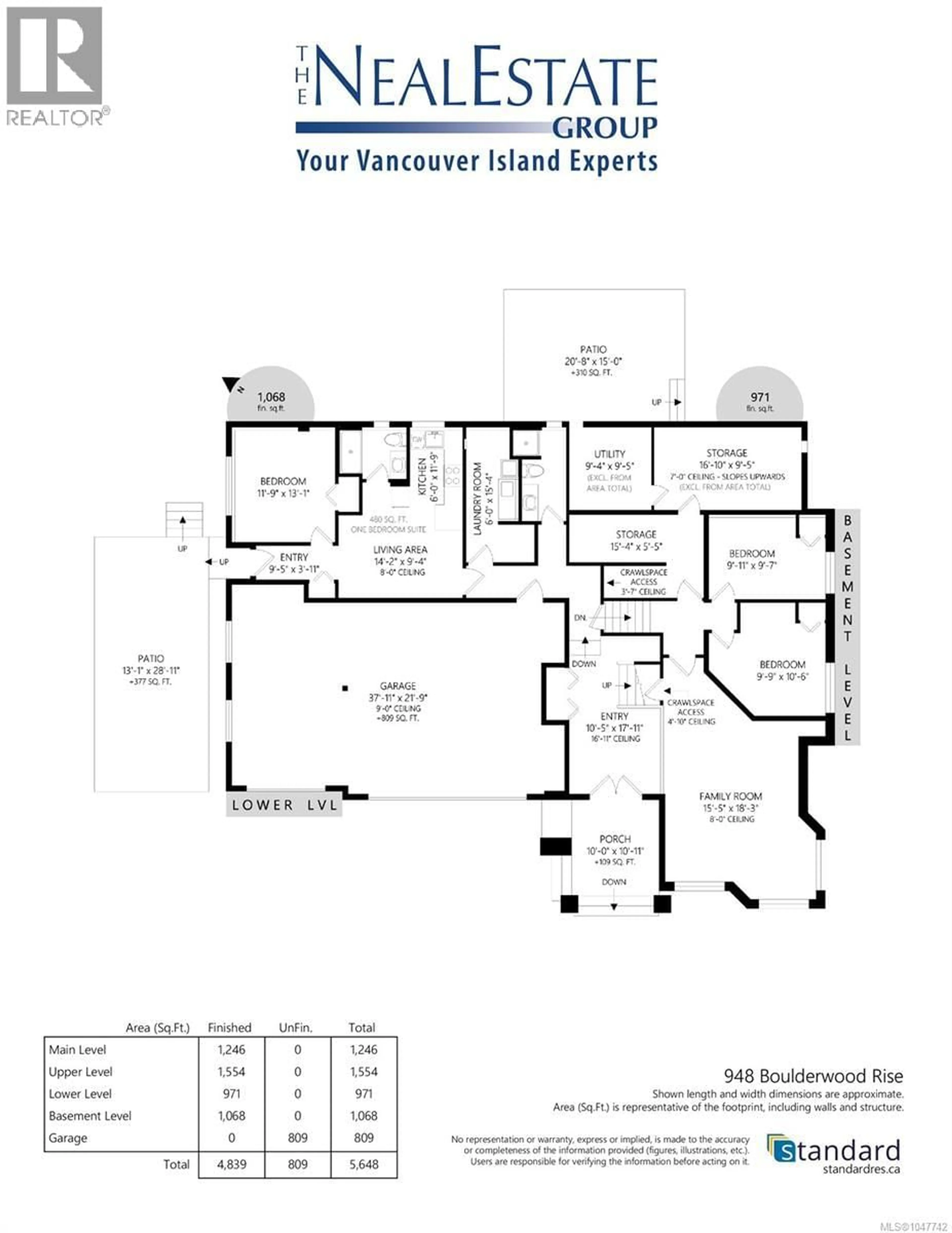 Floor plan for 948 BOULDERWOOD RISE, Saanich British Columbia V8Y3G5