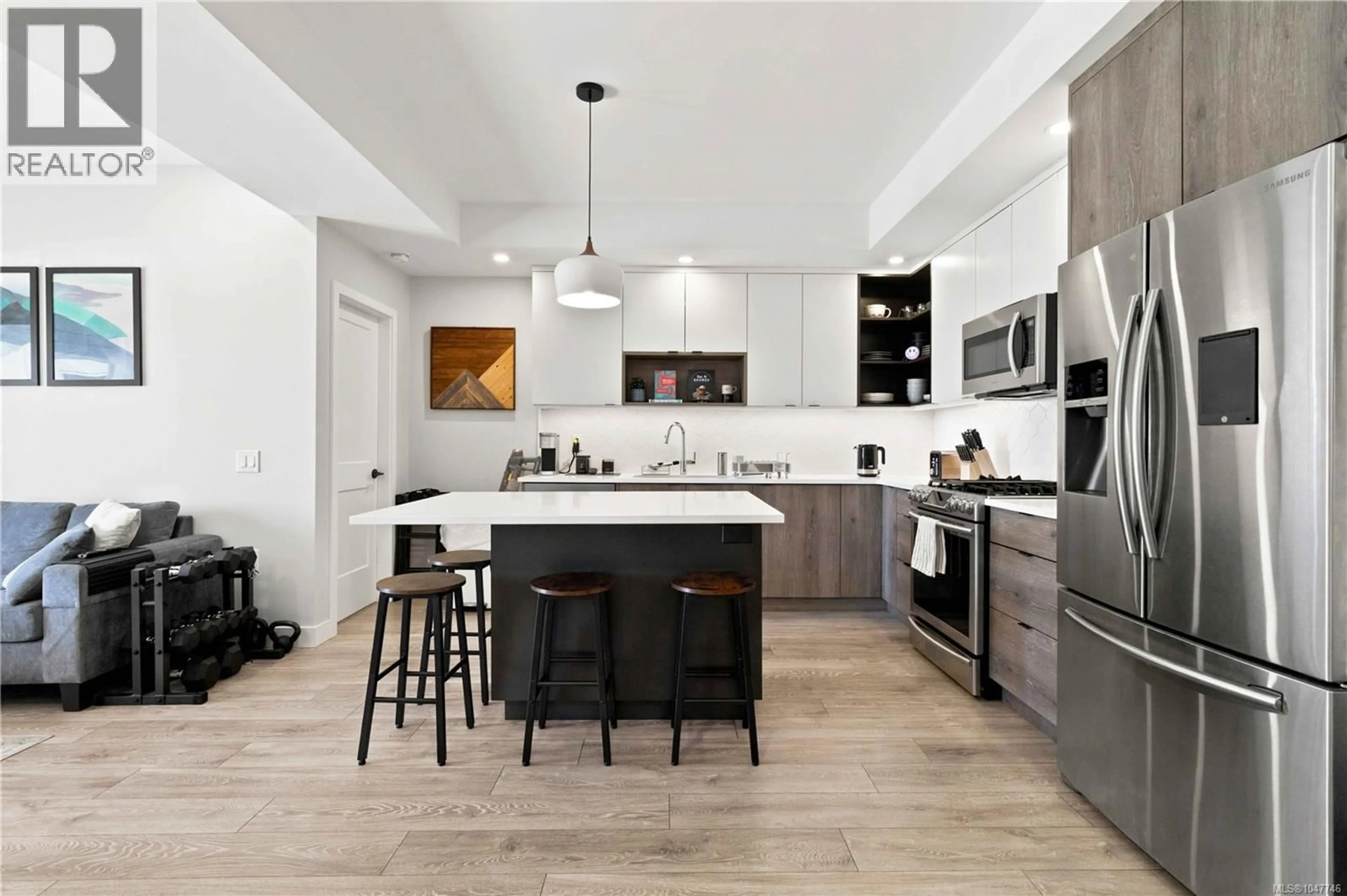 Open concept kitchen, ceramic/tile floor for 204 - 950 WHIRLAWAY CRESCENT, Langford British Columbia V9B6W6