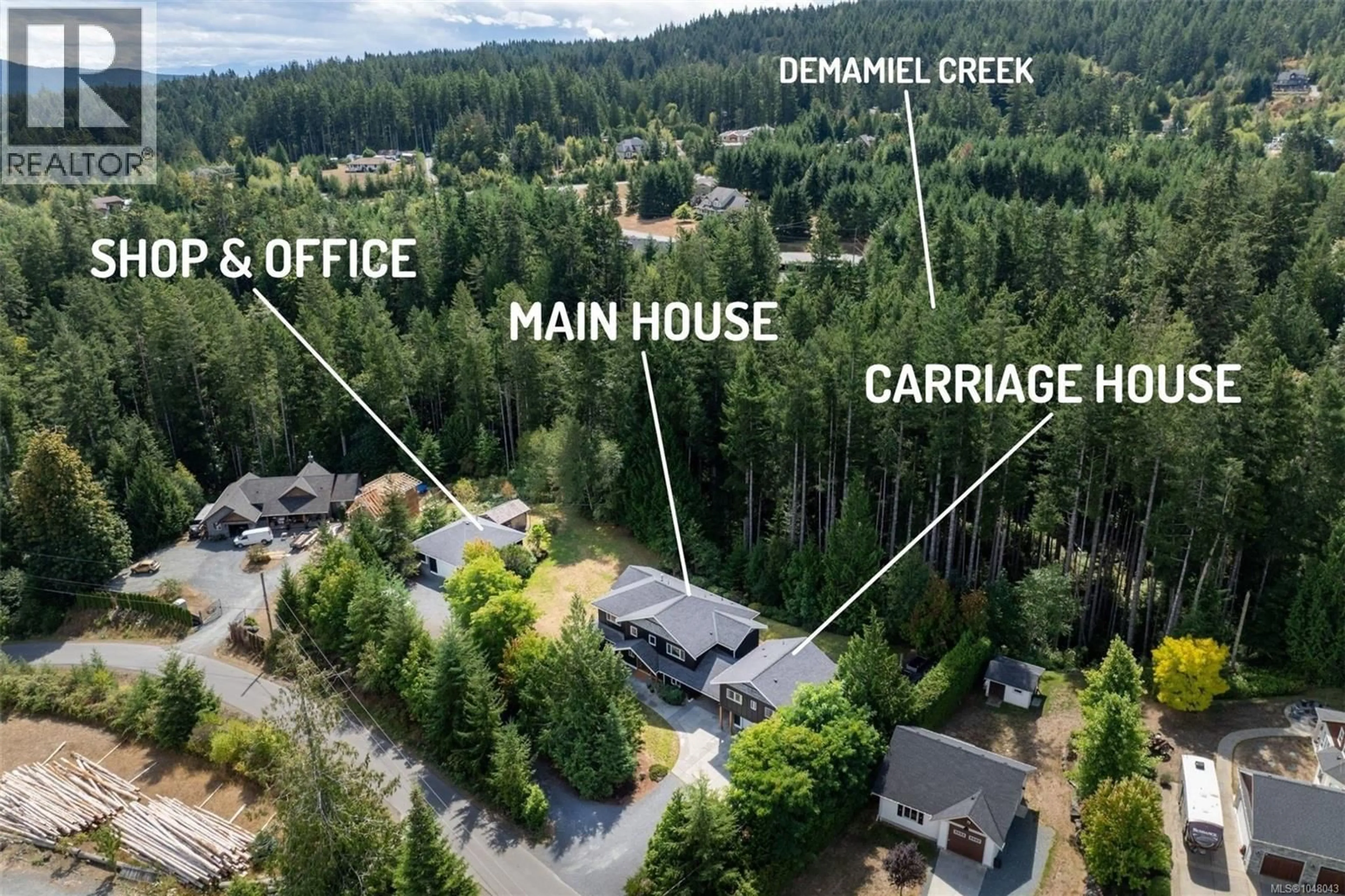 A pic from outside/outdoor area/front of a property/back of a property/a pic from drone, street for 3022 SARAH DRIVE, Sooke British Columbia V9Z0J5