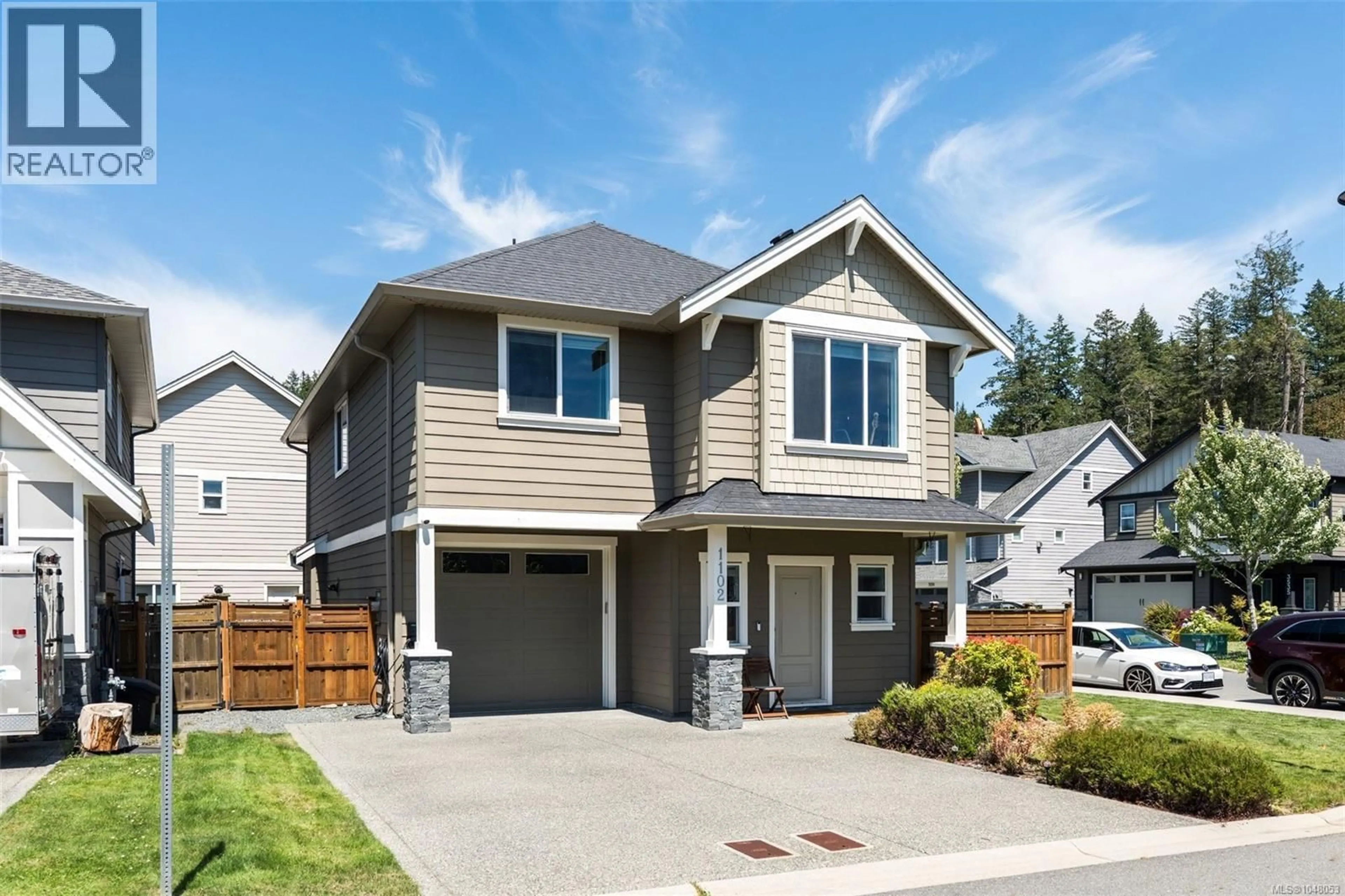 Home with vinyl exterior material, street for 1102 CRISPIN PLACE, Langford British Columbia V9C0M6