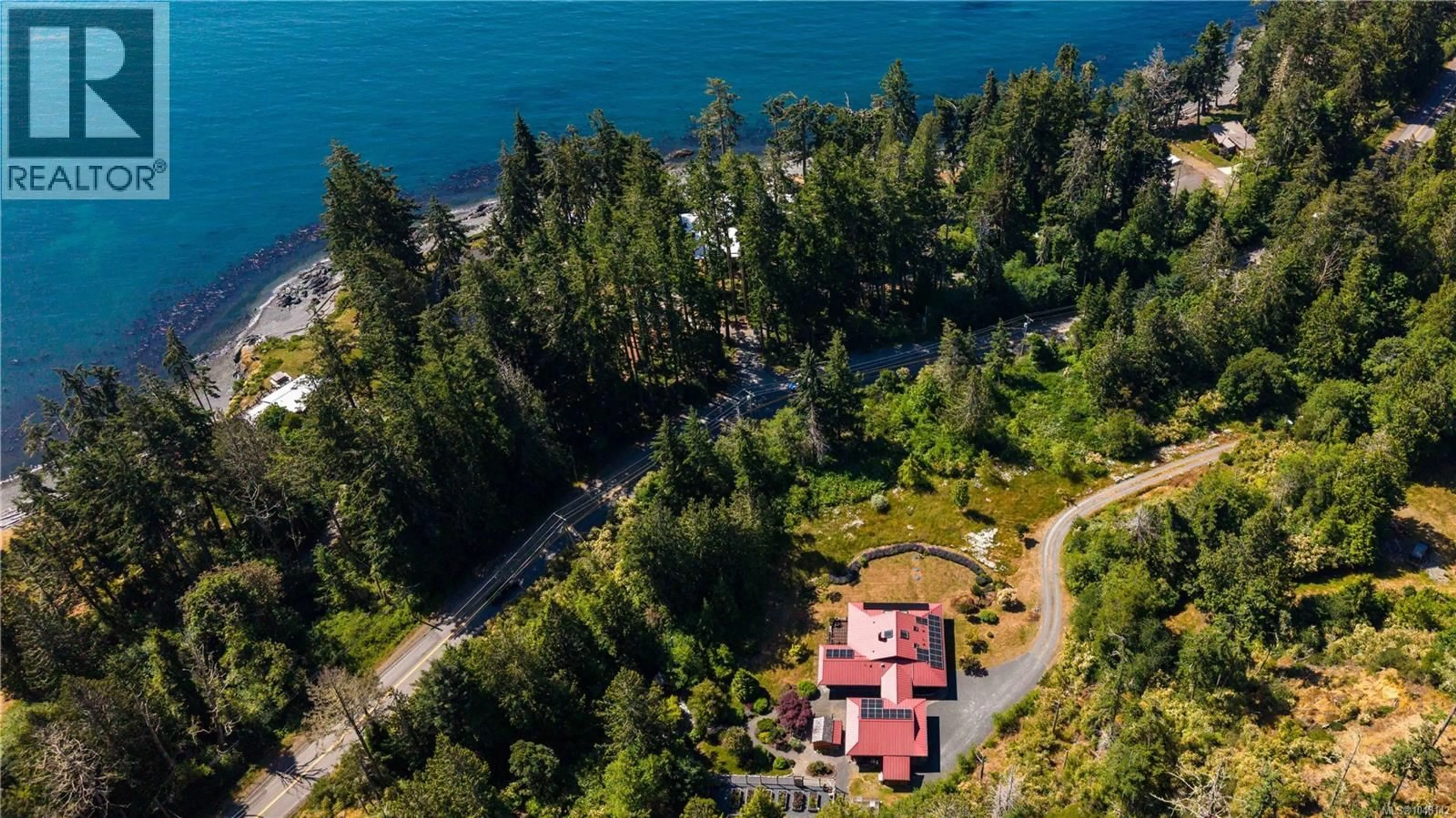 A pic from outside/outdoor area/front of a property/back of a property/a pic from drone, water/lake/river/ocean view for 7708 WEST COAST ROAD, Sooke British Columbia V9Z0R7