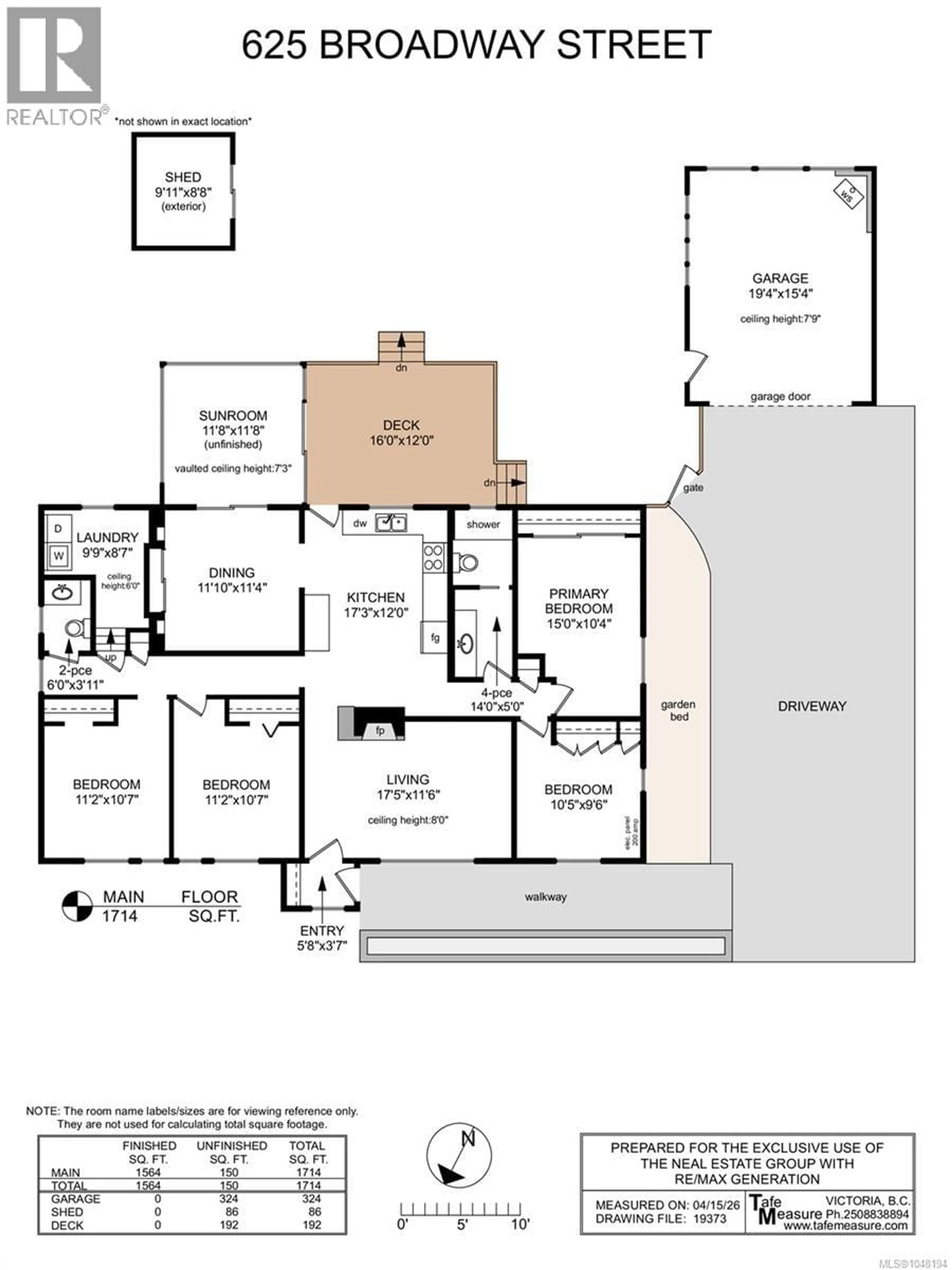 Floor plan for 625 BROADWAY STREET, Saanich British Columbia V8Z2G5