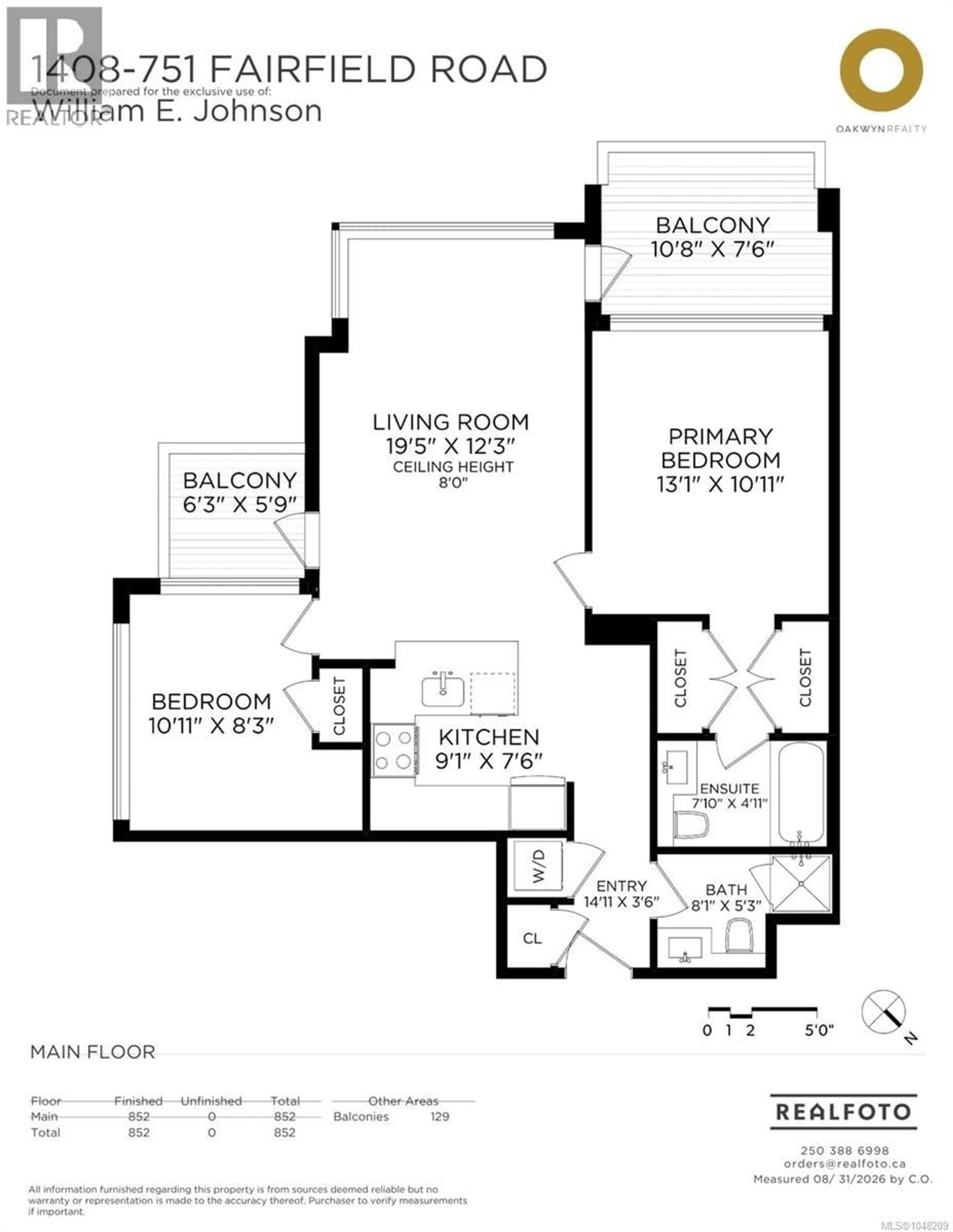 Floor plan for 1408 - 751 FAIRFIELD ROAD, Victoria British Columbia V8W4A4