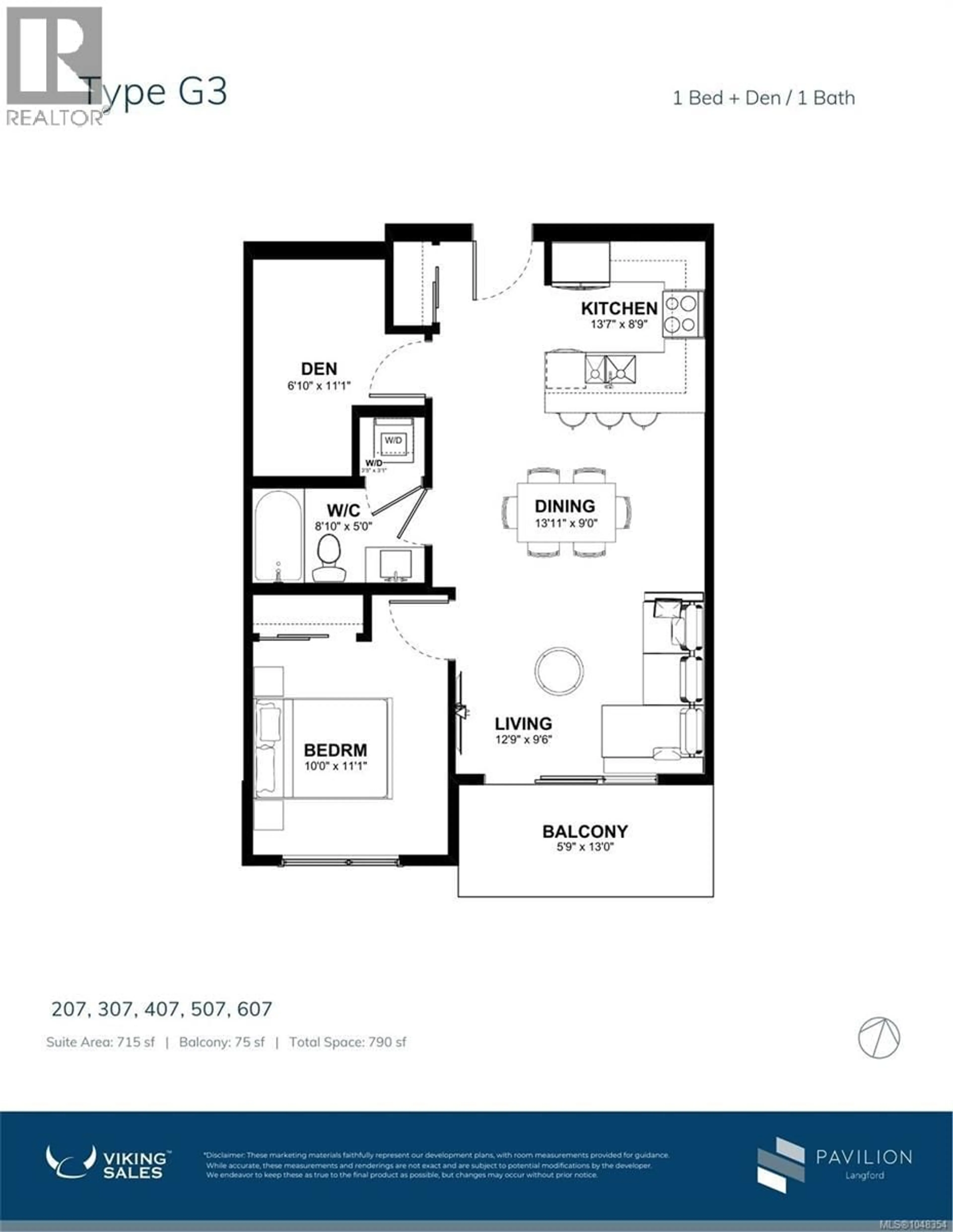 Floor plan for 607 - 777 STATION AVENUE, Langford British Columbia V9B7K5