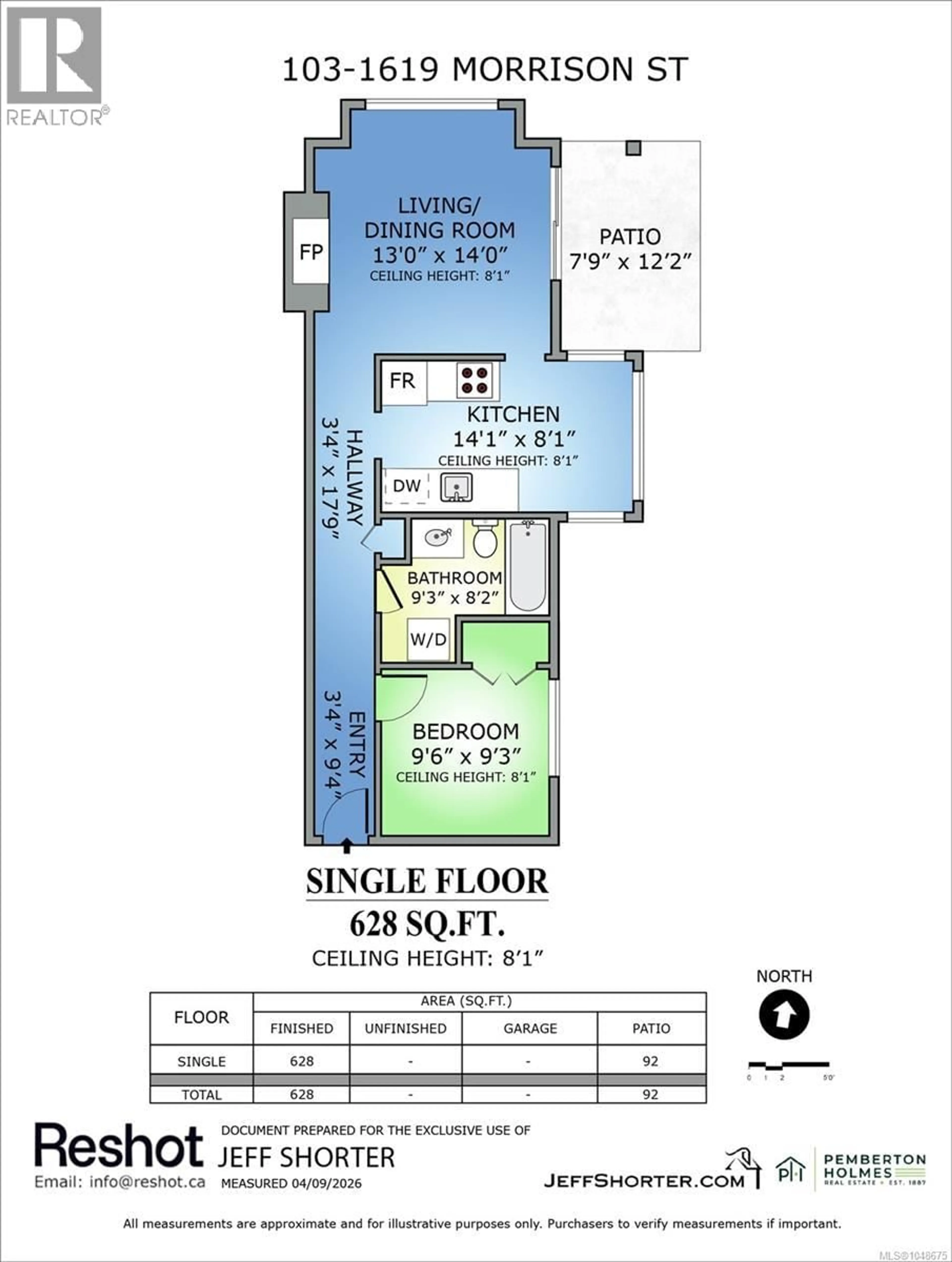 Floor plan for 103 - 1619 MORRISON STREET, Victoria British Columbia V8R6R8