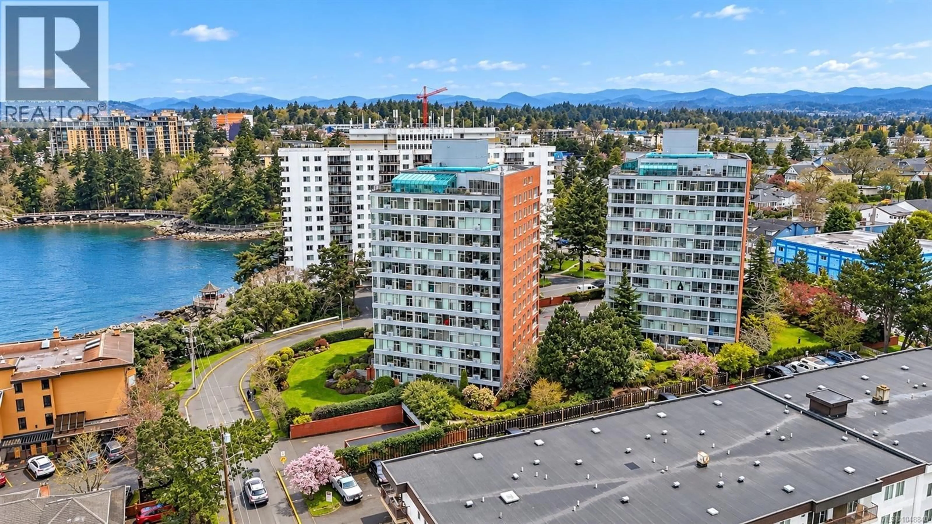 A pic from outside/outdoor area/front of a property/back of a property/a pic from drone, water/lake/river/ocean view for 705 - 325 MAITLAND STREET, Victoria British Columbia V9A7E9