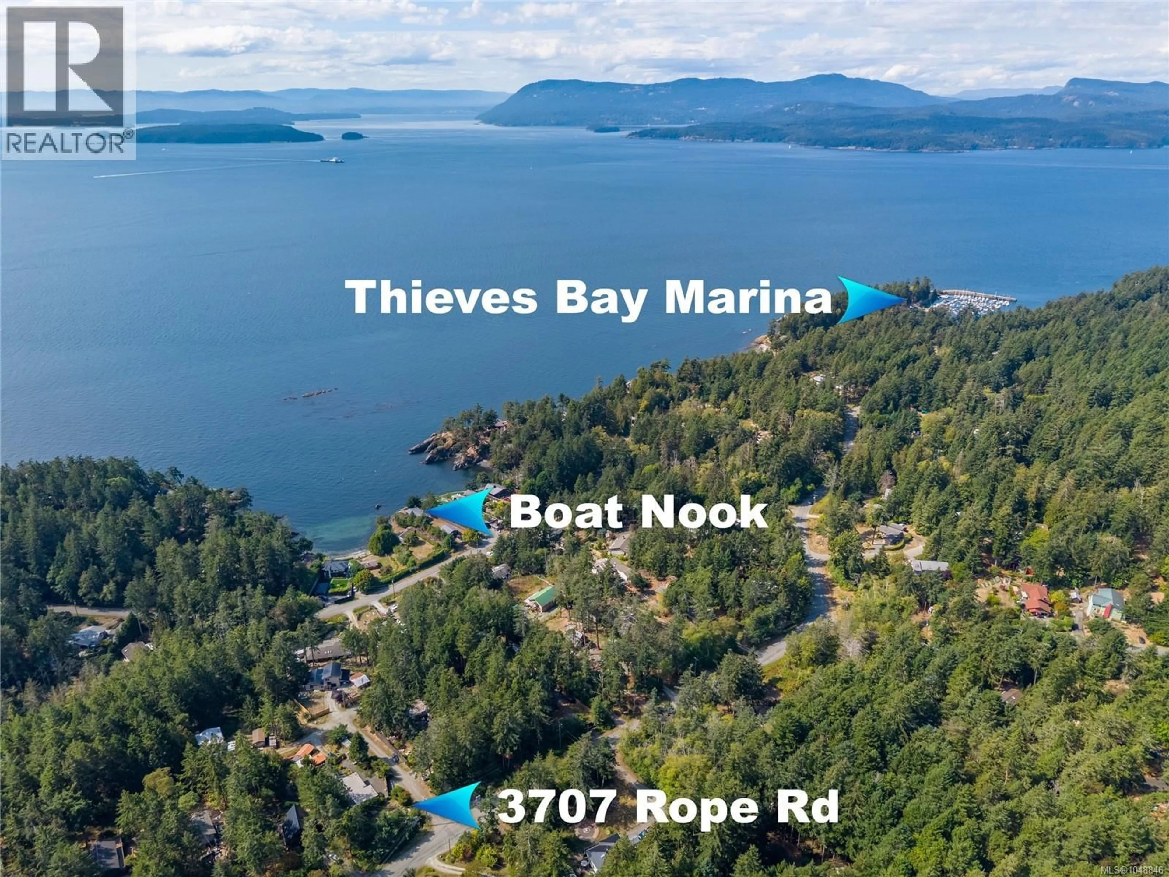A pic from outside/outdoor area/front of a property/back of a property/a pic from drone, water/lake/river/ocean view for 3707 ROPE ROAD, Pender Island British Columbia V0N2M2
