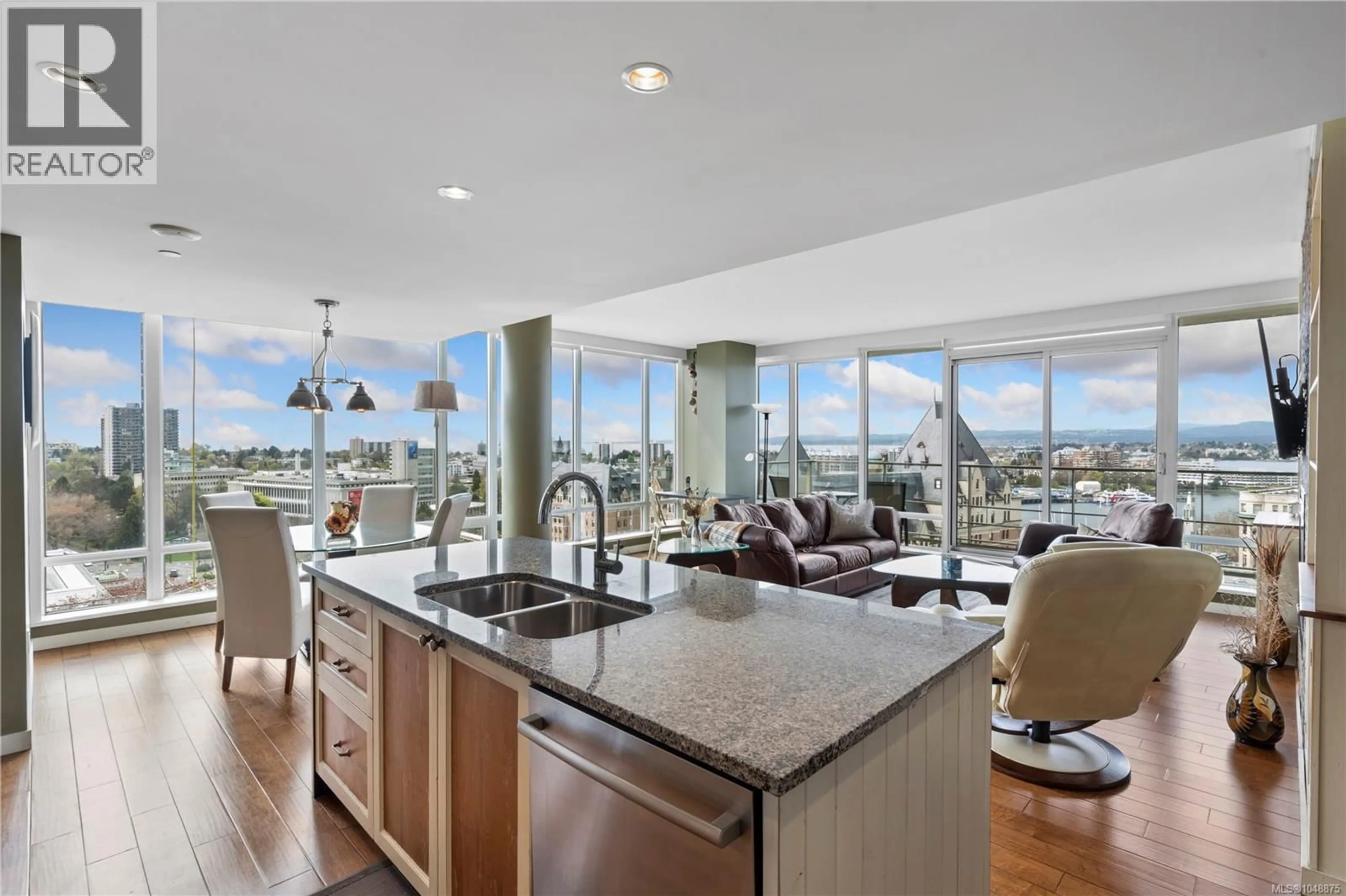 Open concept kitchen, ceramic/tile floor for 1506 - 707 COURTNEY STREET, Victoria British Columbia V8W0A9