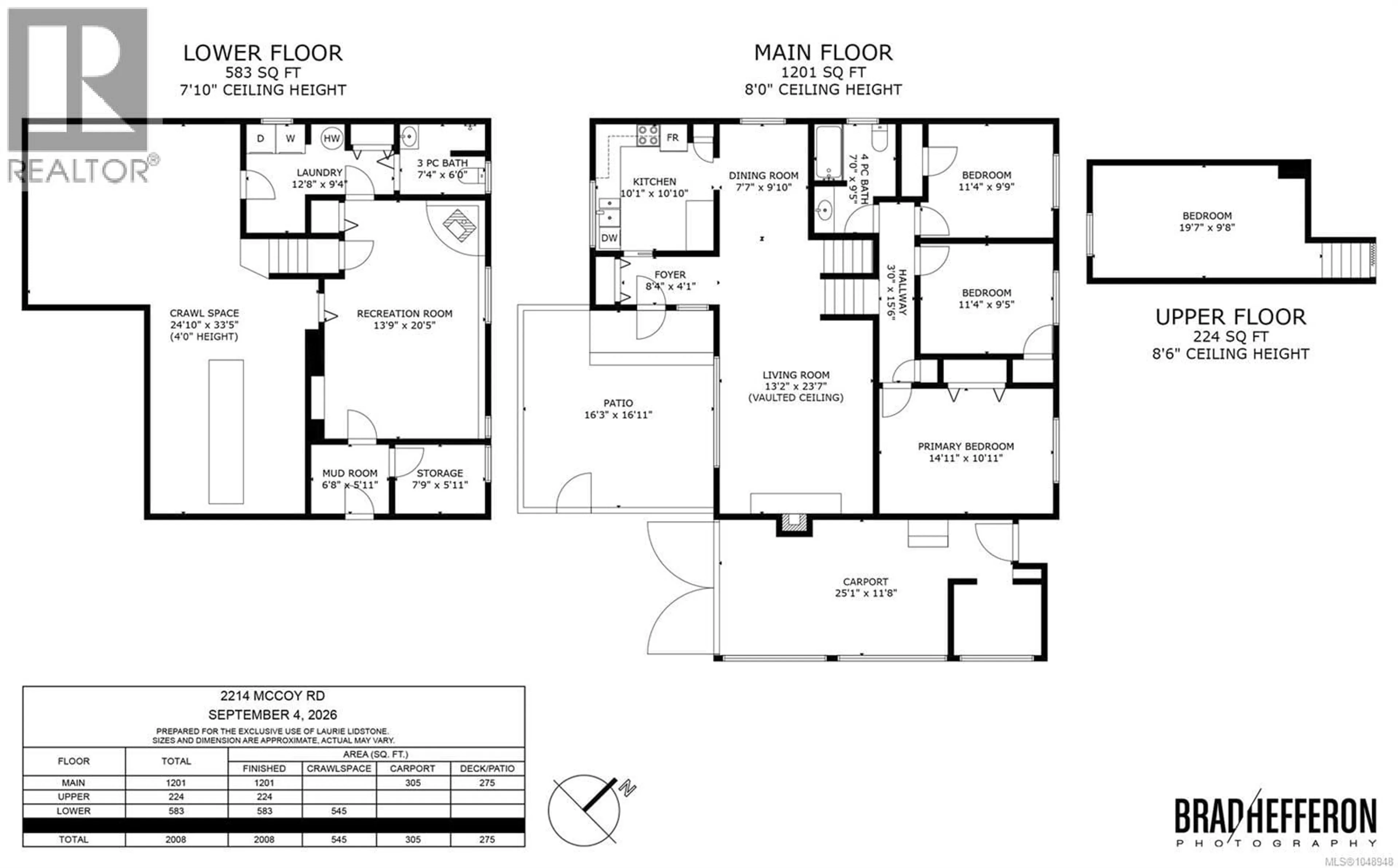 Floor plan for 2214 MCCOY ROAD, Saanich British Columbia V8N1E5