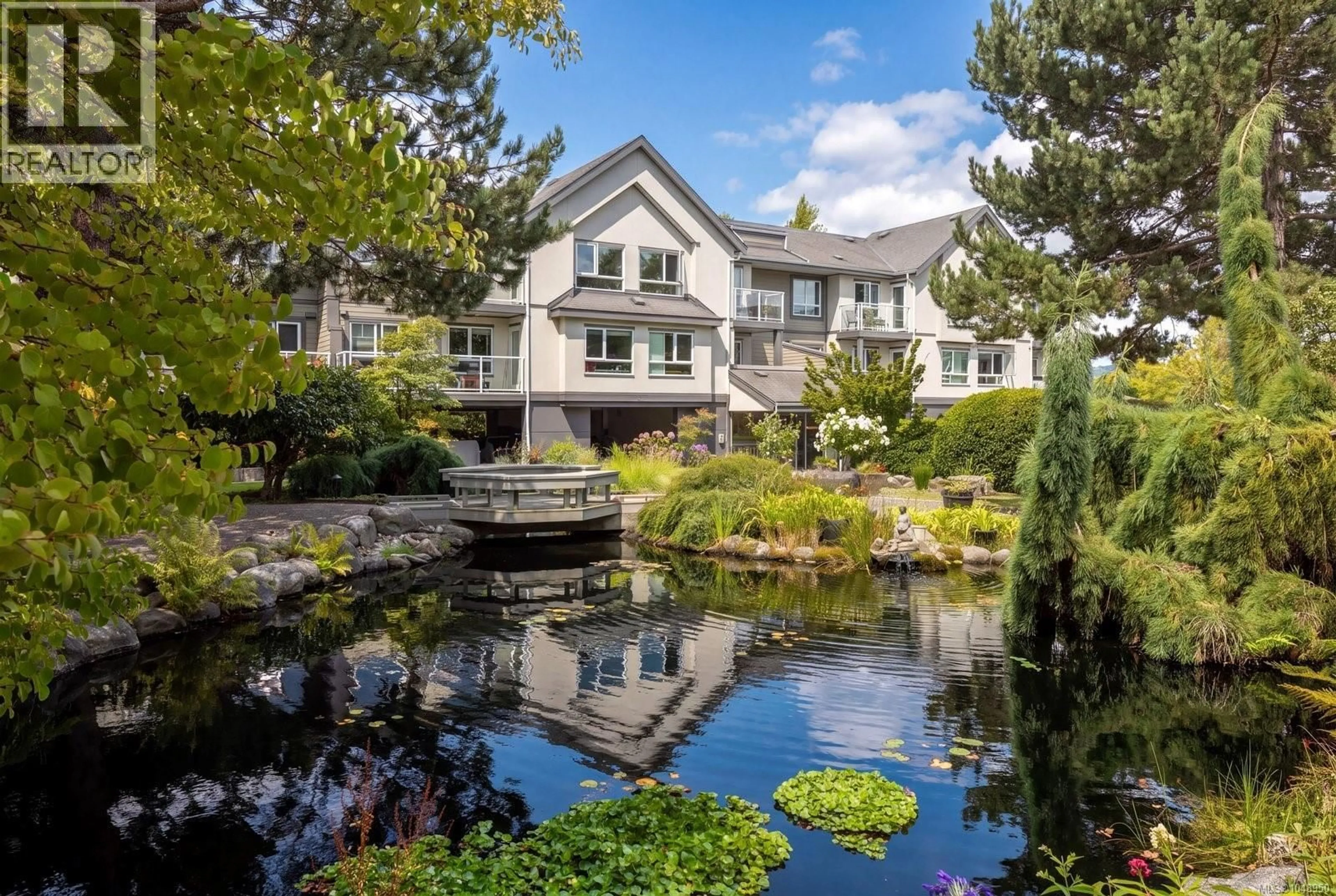 A pic from outside/outdoor area/front of a property/back of a property/a pic from drone, water/lake/river/ocean view for 334 - 2245 JAMES WHITE BOULEVARD, Sidney British Columbia V8L1Z5