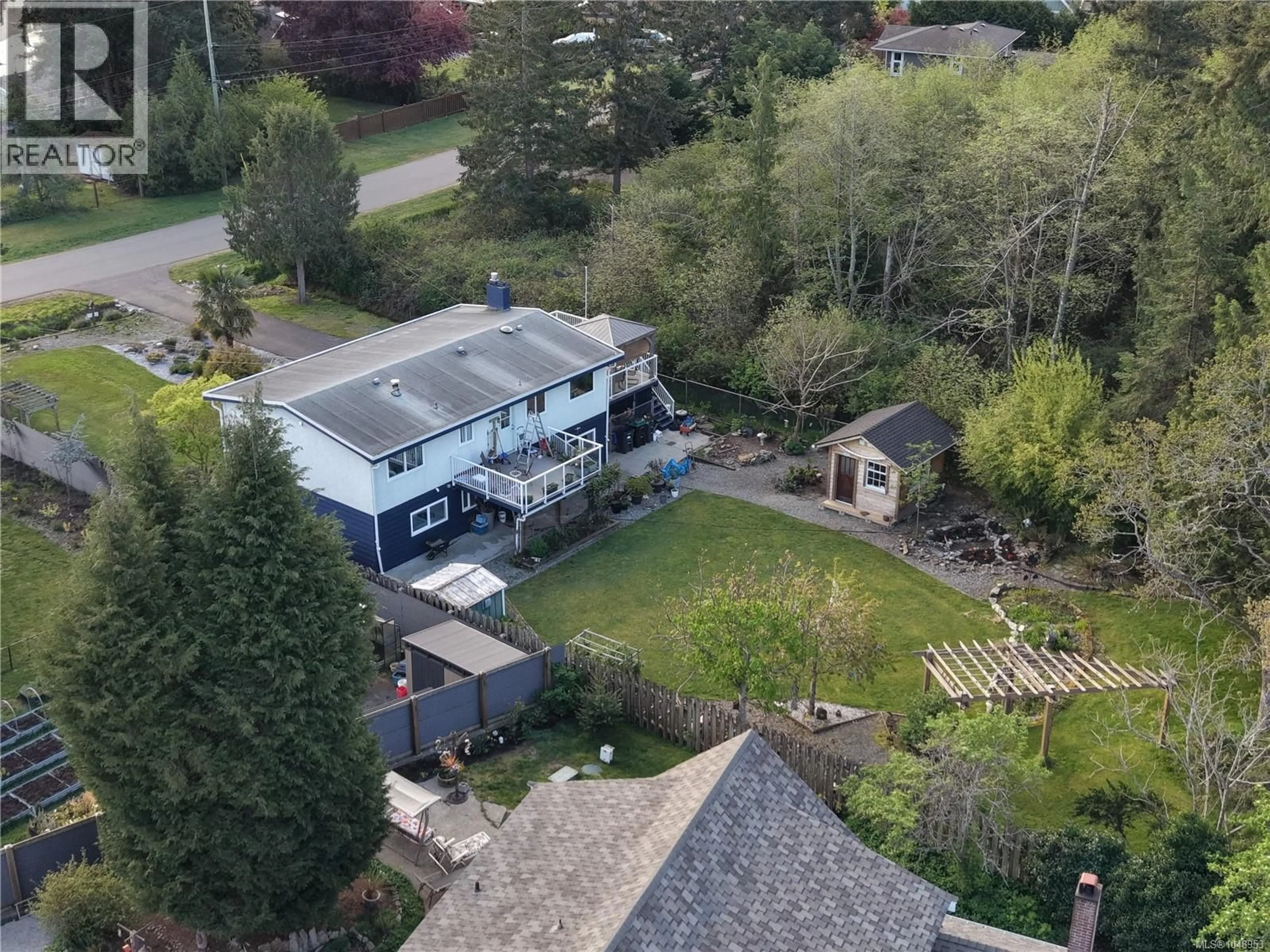 A pic from outside/outdoor area/front of a property/back of a property/a pic from drone, mountain view for 1677 ACACIA ROAD, Nanoose Bay British Columbia V9P9C6