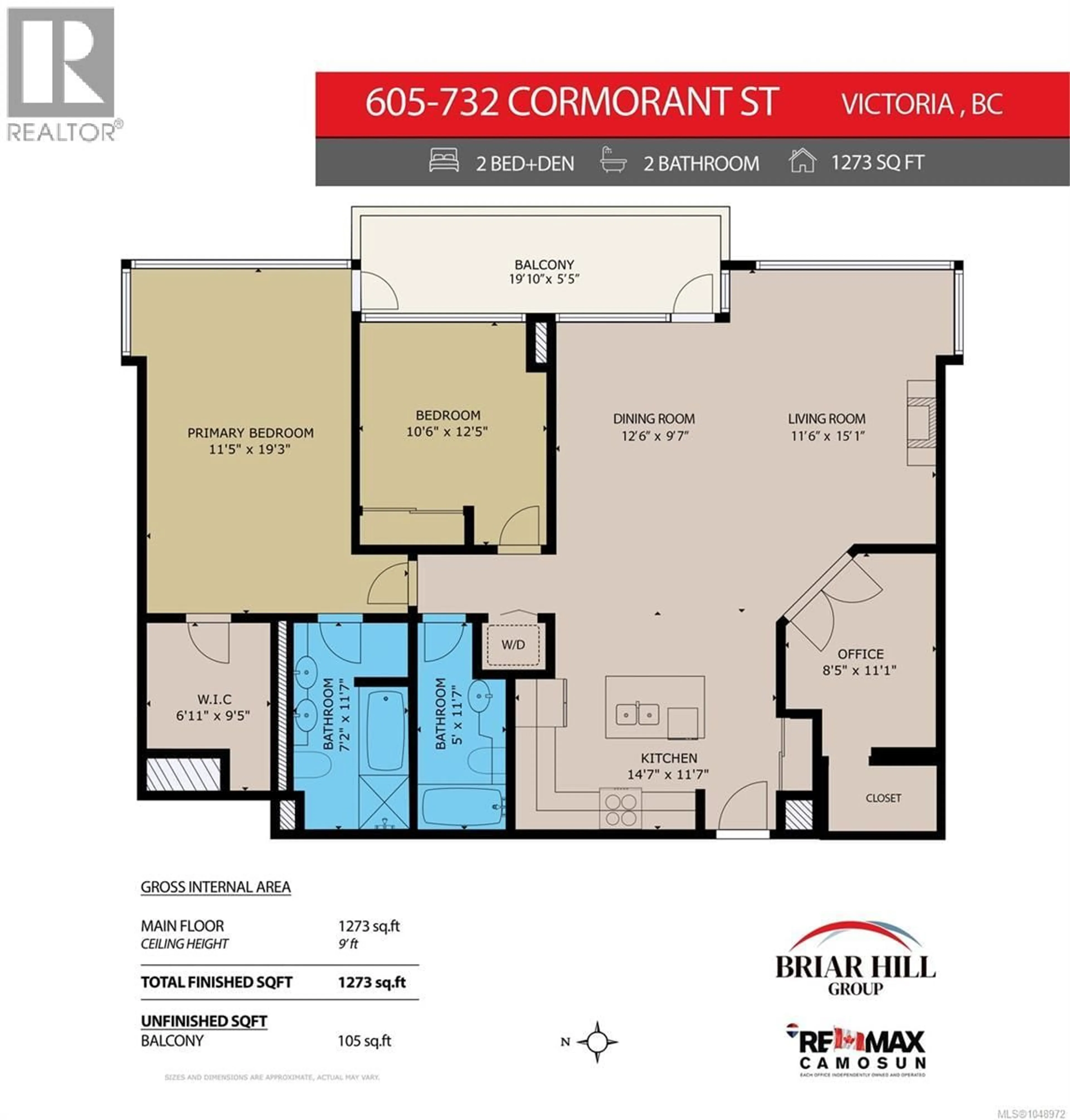 Floor plan for 605 - 732 CORMORANT STREET, Victoria British Columbia V8W1P8