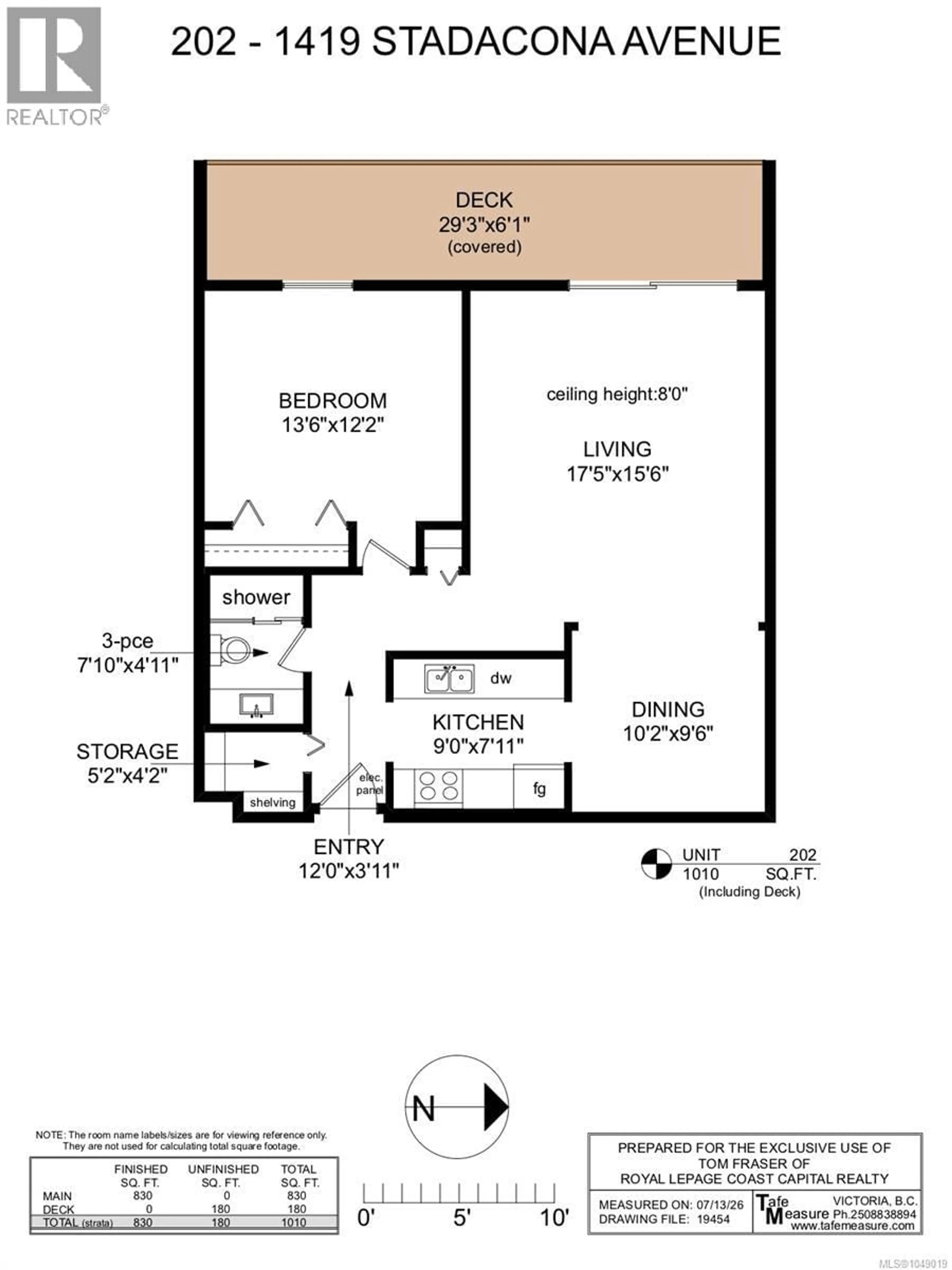 Floor plan for 202 - 1419 STADACONA AVENUE, Victoria British Columbia V8S5J3