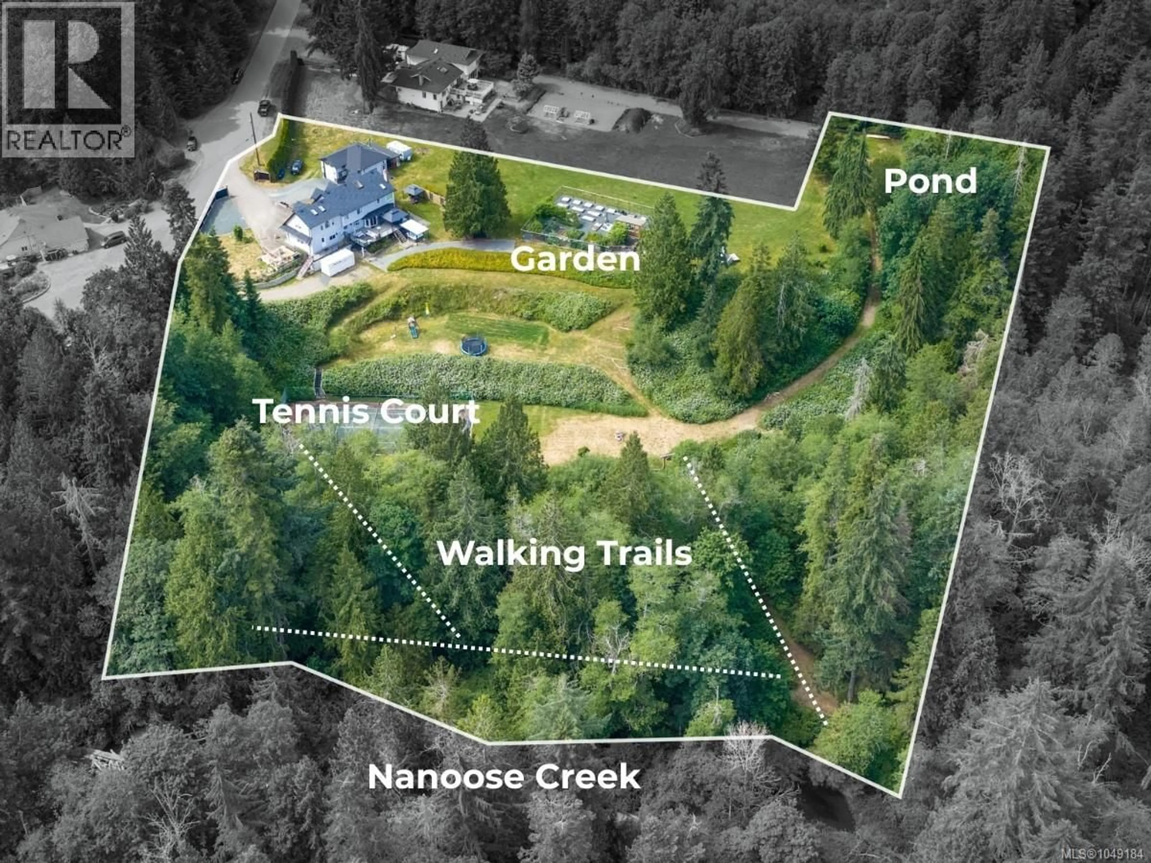 A pic from outside/outdoor area/front of a property/back of a property/a pic from drone, forest/trees view for 2620 ROSS ROAD, Nanoose Bay British Columbia V9P9A6
