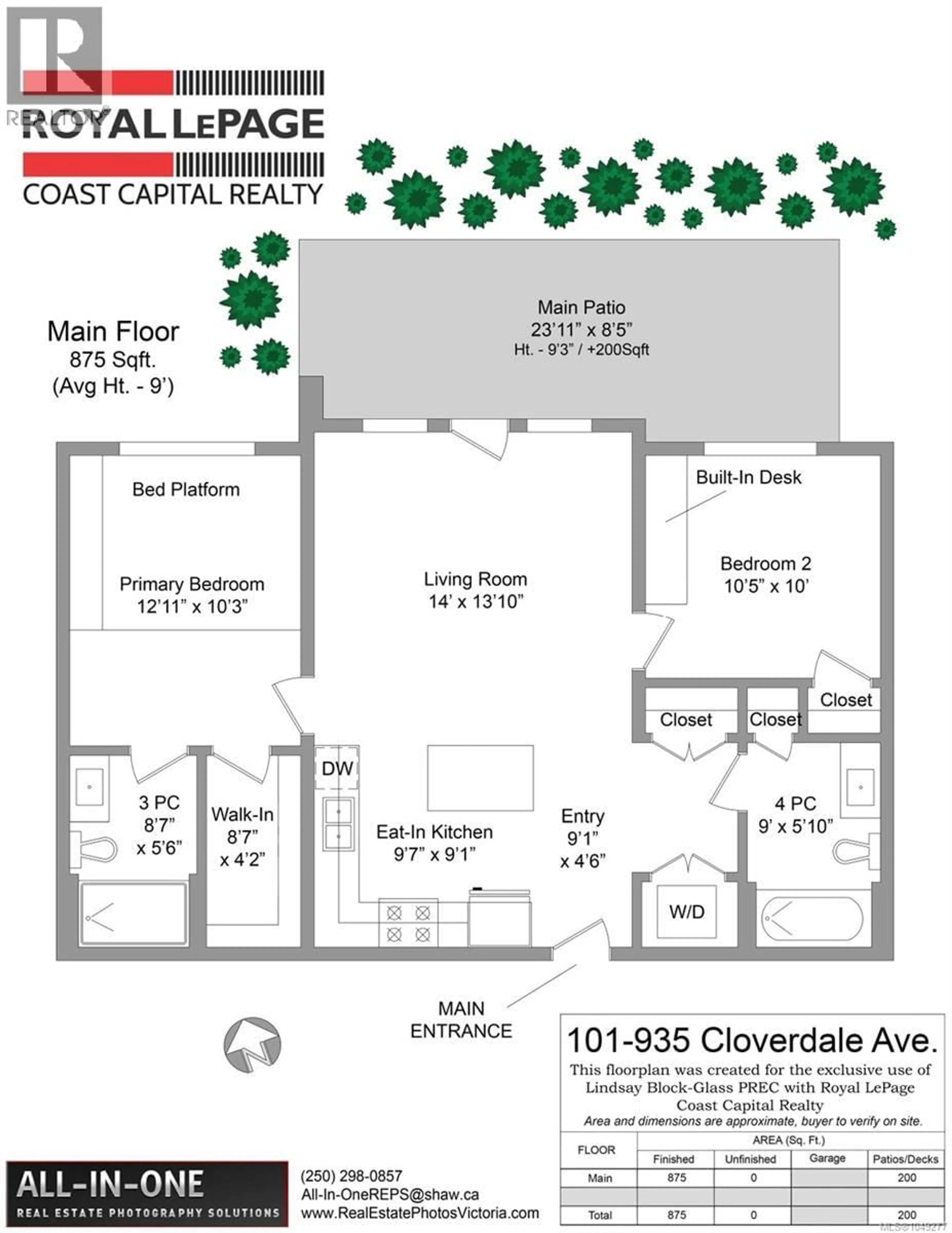 Floor plan for 101 - 935 CLOVERDALE AVENUE, Saanich British Columbia V8X2T4