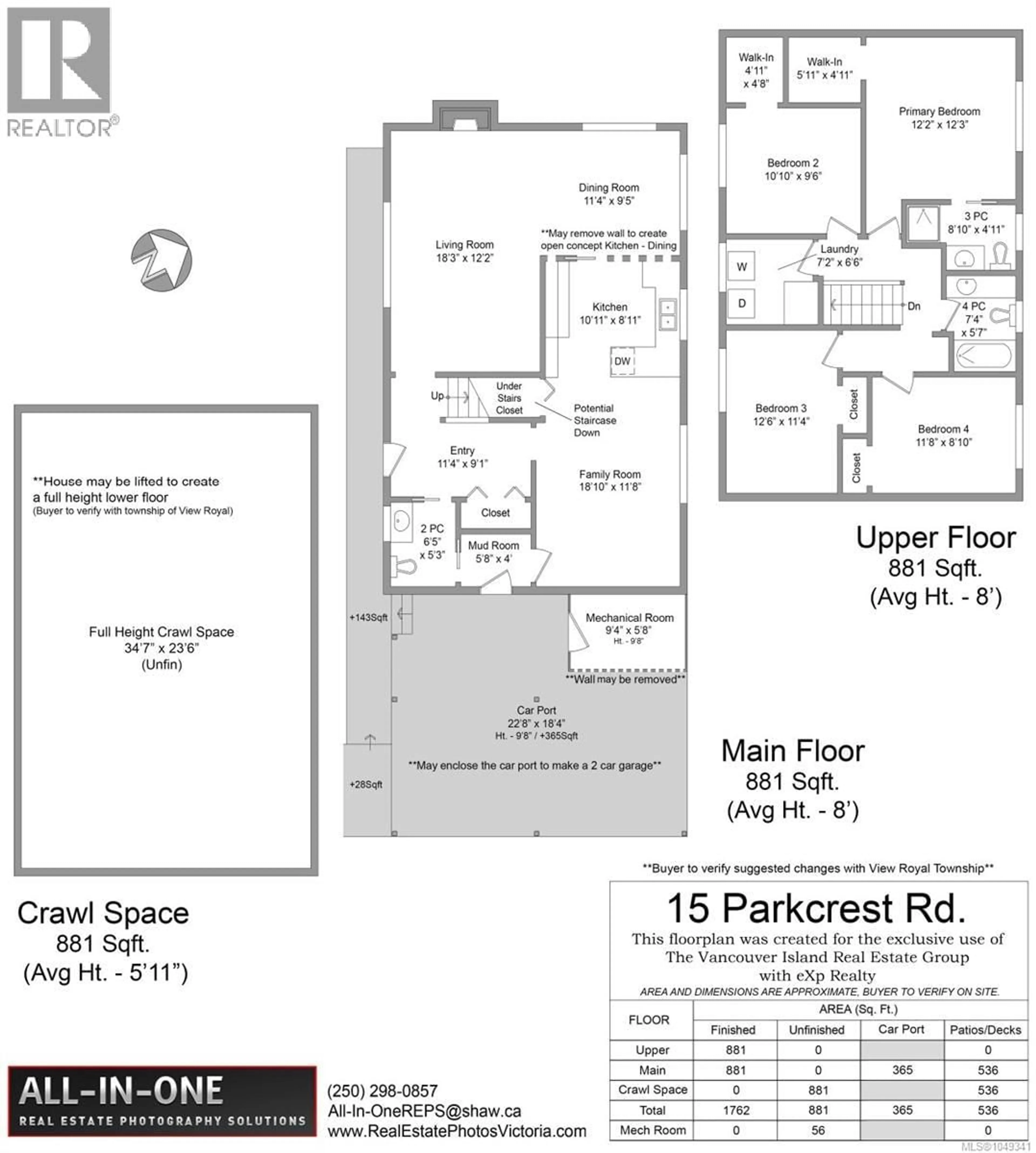 Floor plan for 15 PARKCREST DRIVE, View Royal British Columbia V9B5L9