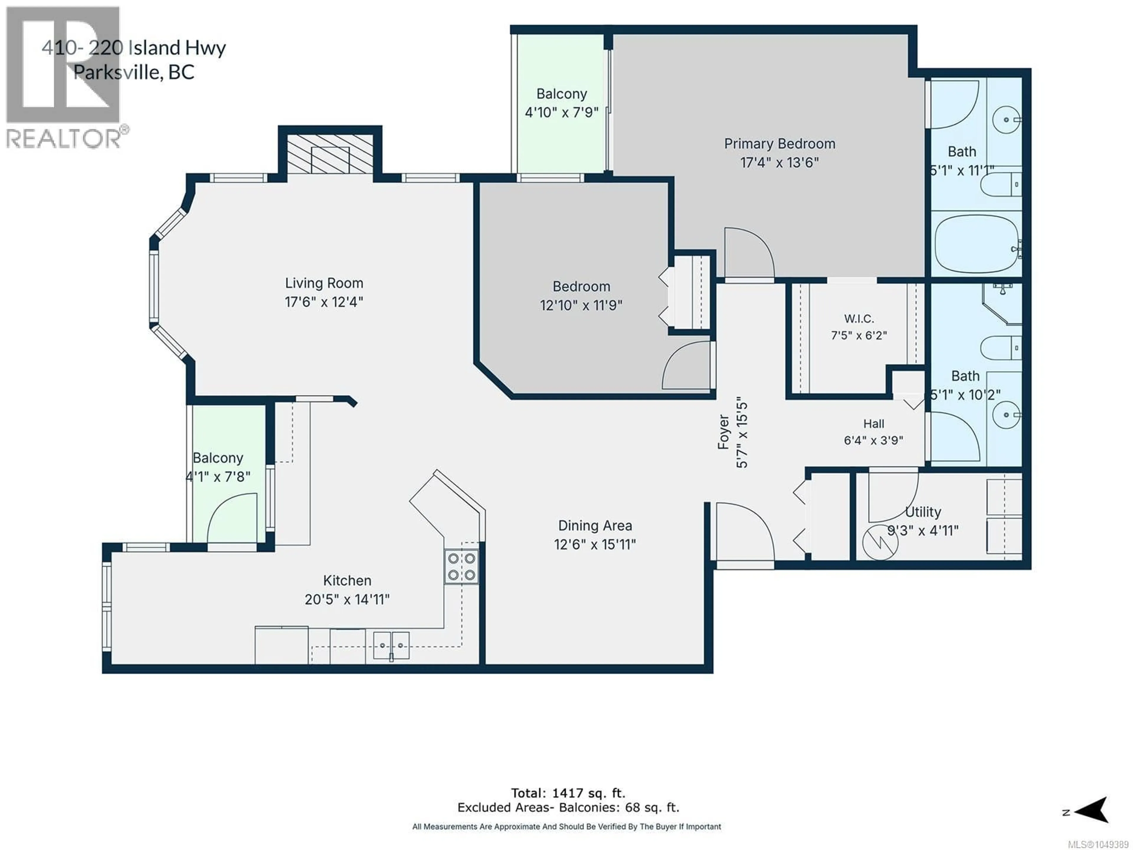 Floor plan for 410 - 220 ISLAND HIGHWAY WEST, Parksville British Columbia V9P2P3