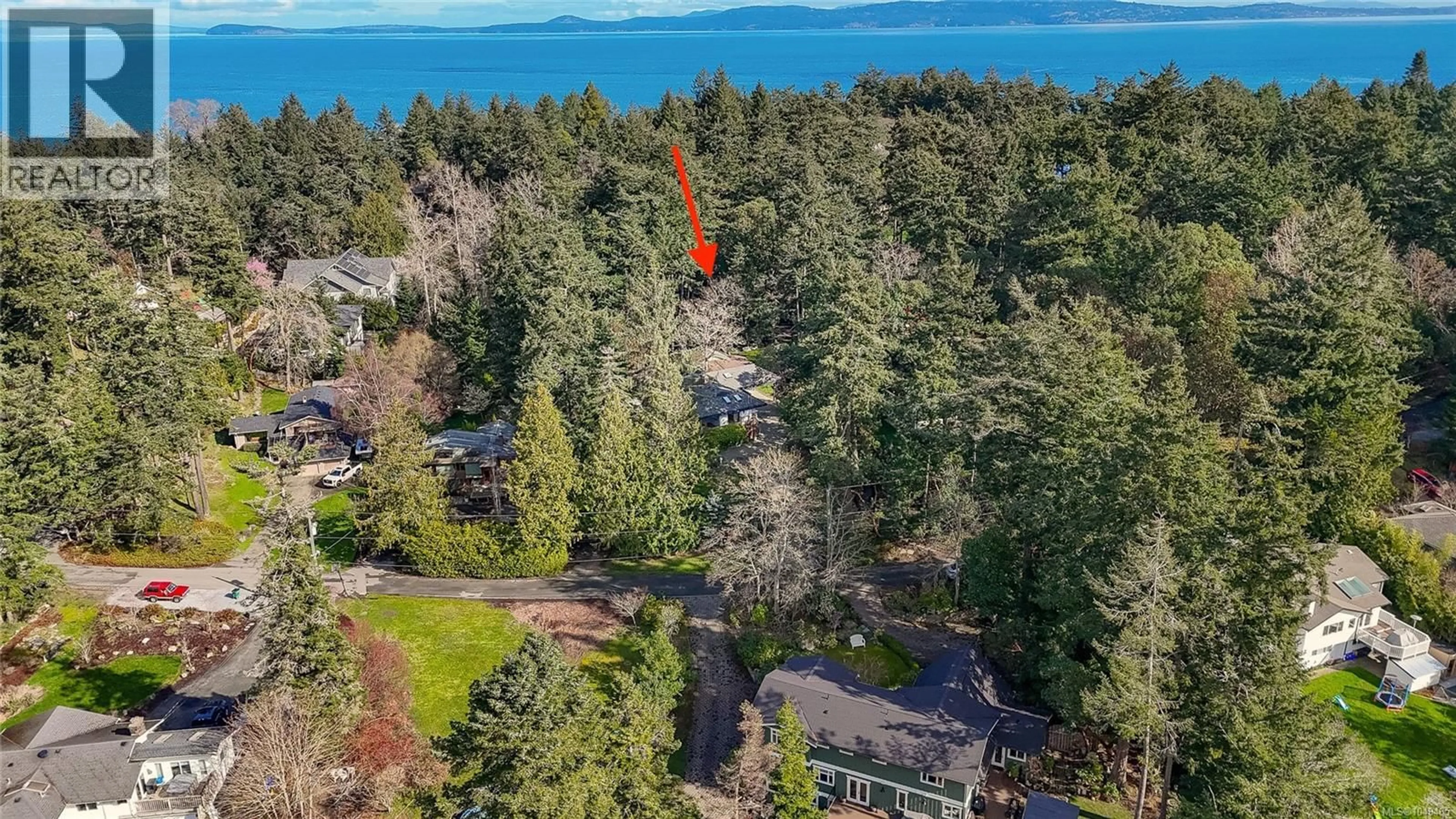 A pic from outside/outdoor area/front of a property/back of a property/a pic from drone, water/lake/river/ocean view for 2660 MACDONALD DRIVE EAST, Saanich British Columbia V8N1X9