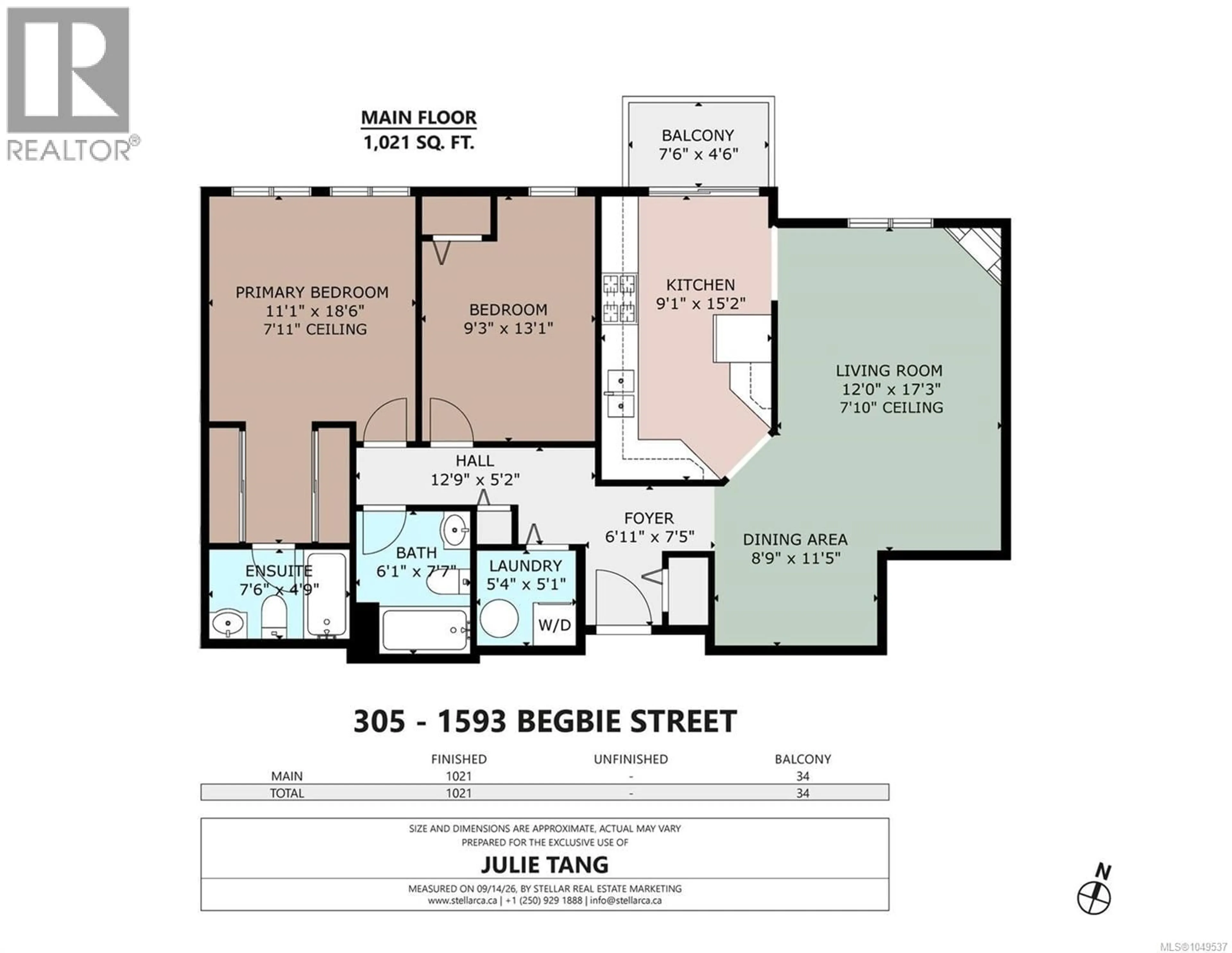Floor plan for 305 - 1593 BEGBIE STREET, Victoria British Columbia V8R1K9
