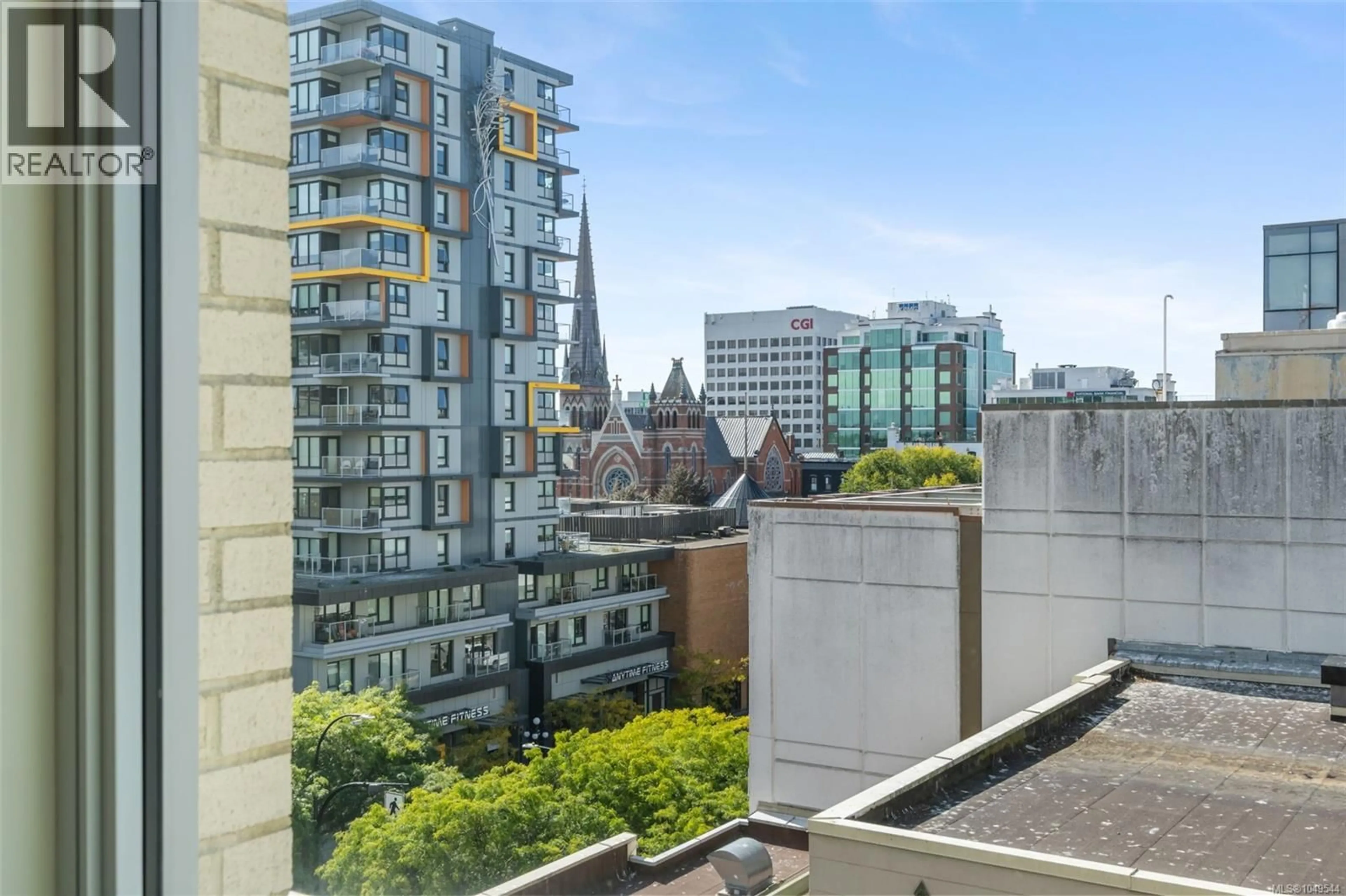 Balcony in the apartment, city buildings view from balcony for 703 - 848 YATES STREET, Victoria British Columbia V8W0G2