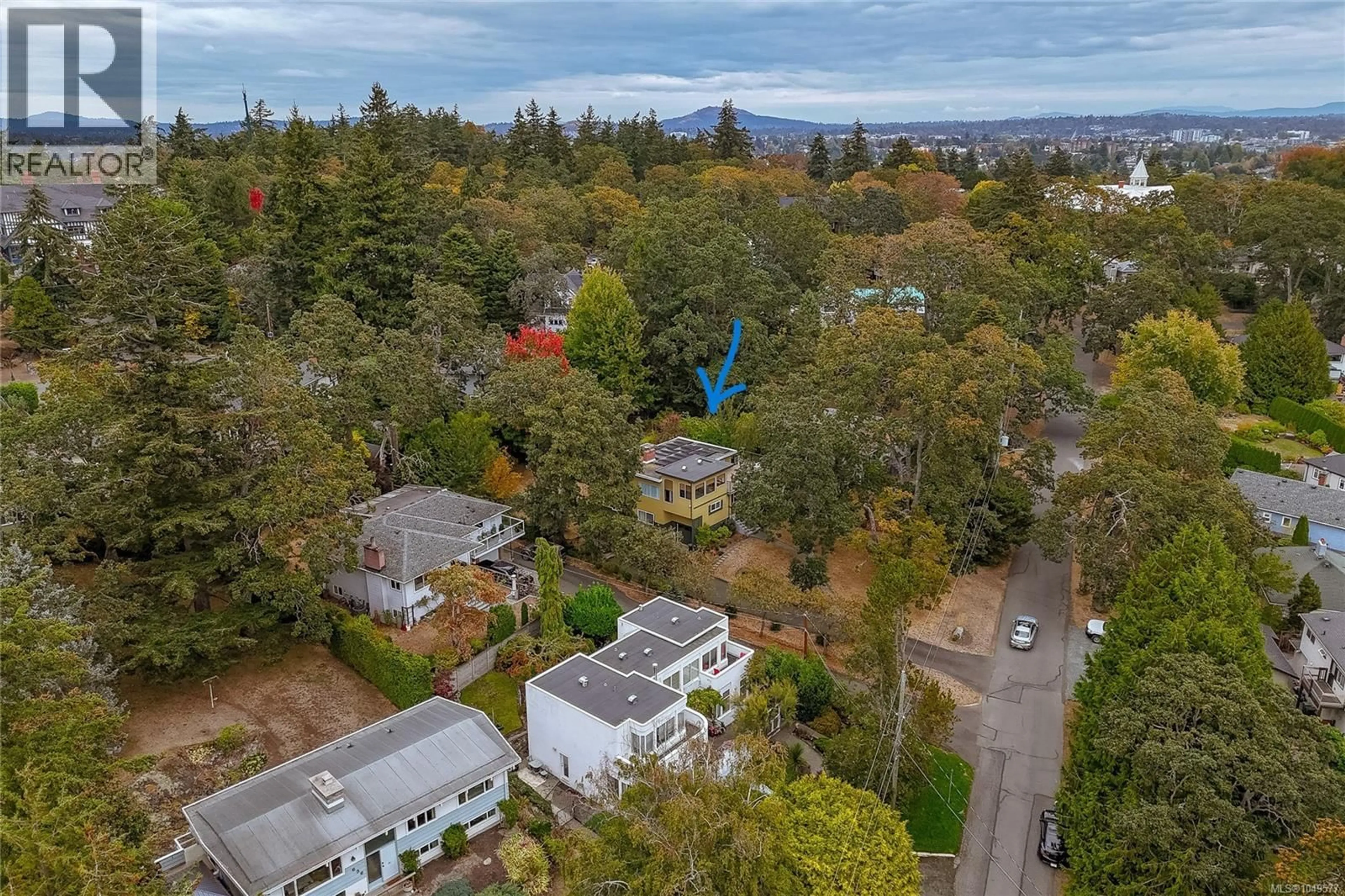 A pic from outside/outdoor area/front of a property/back of a property/a pic from drone, mountain view for 644 FERNHILL ROAD, Esquimalt British Columbia V9A4Y9