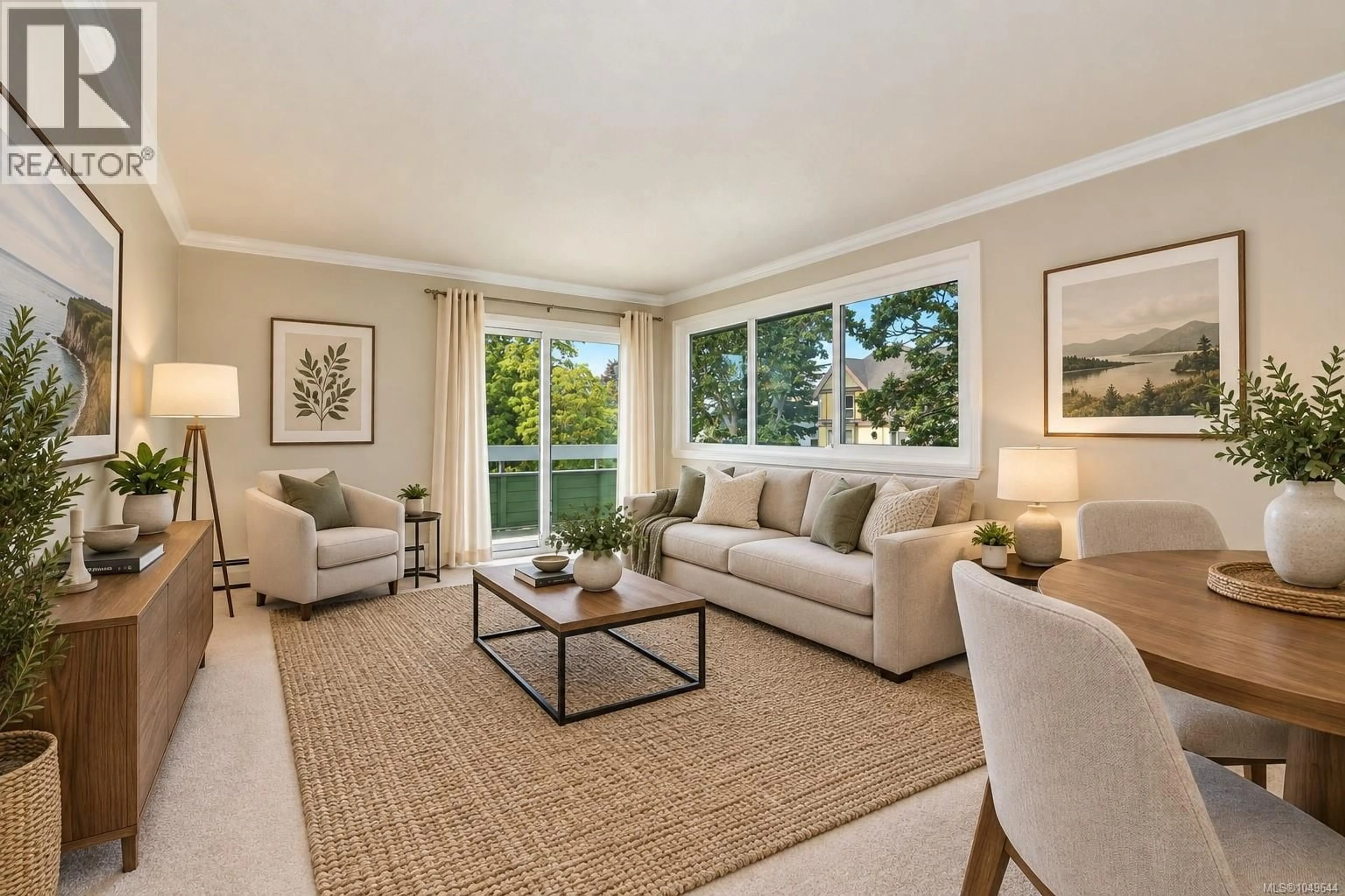 Living room with furniture, carpet floor for 301 - 2095 OAK BAY AVENUE, Oak Bay British Columbia V8R1E6