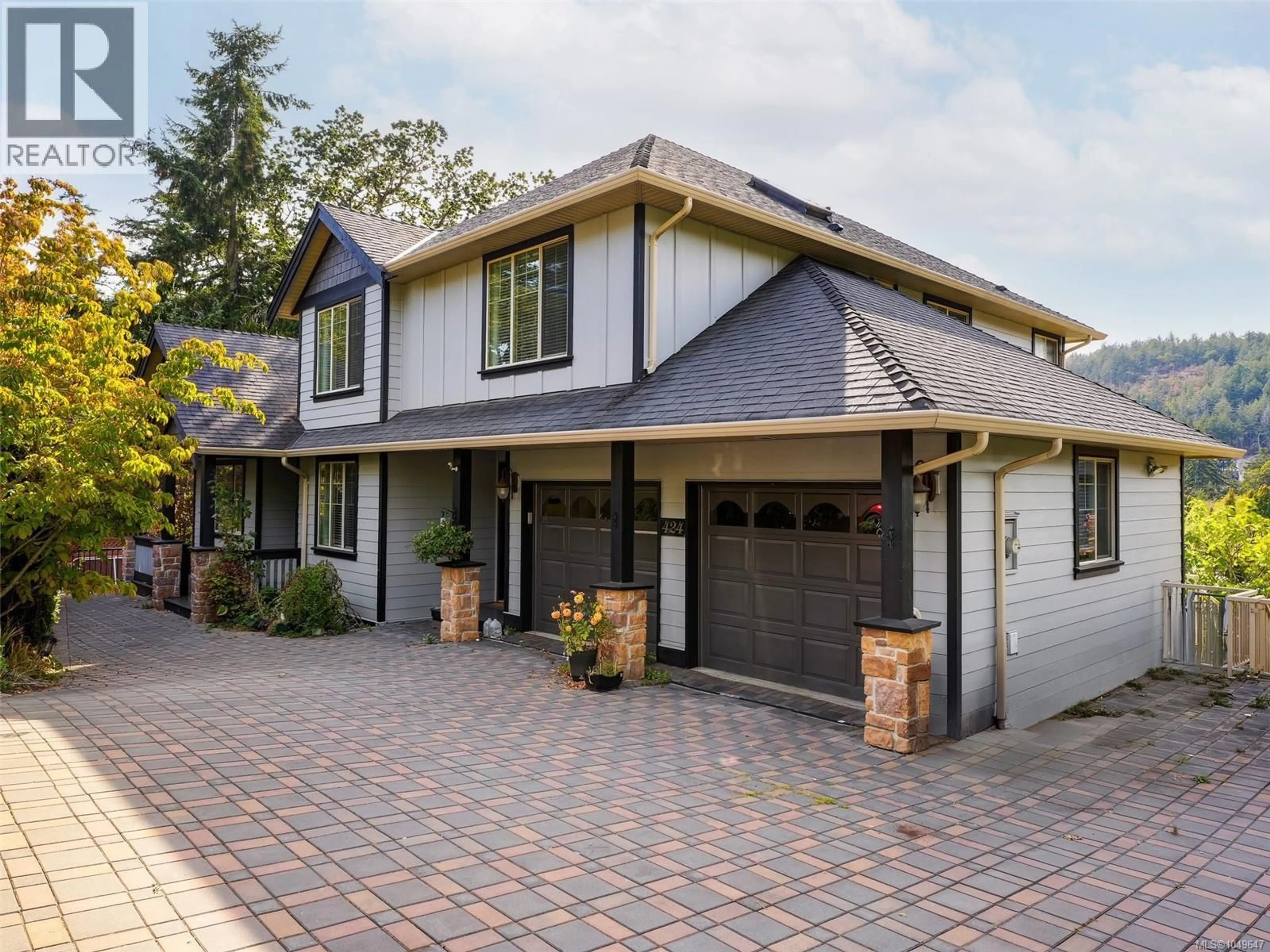 Home with brick exterior material, street for 424 NURSERY HILL DRIVE, View Royal British Columbia V9B0E2