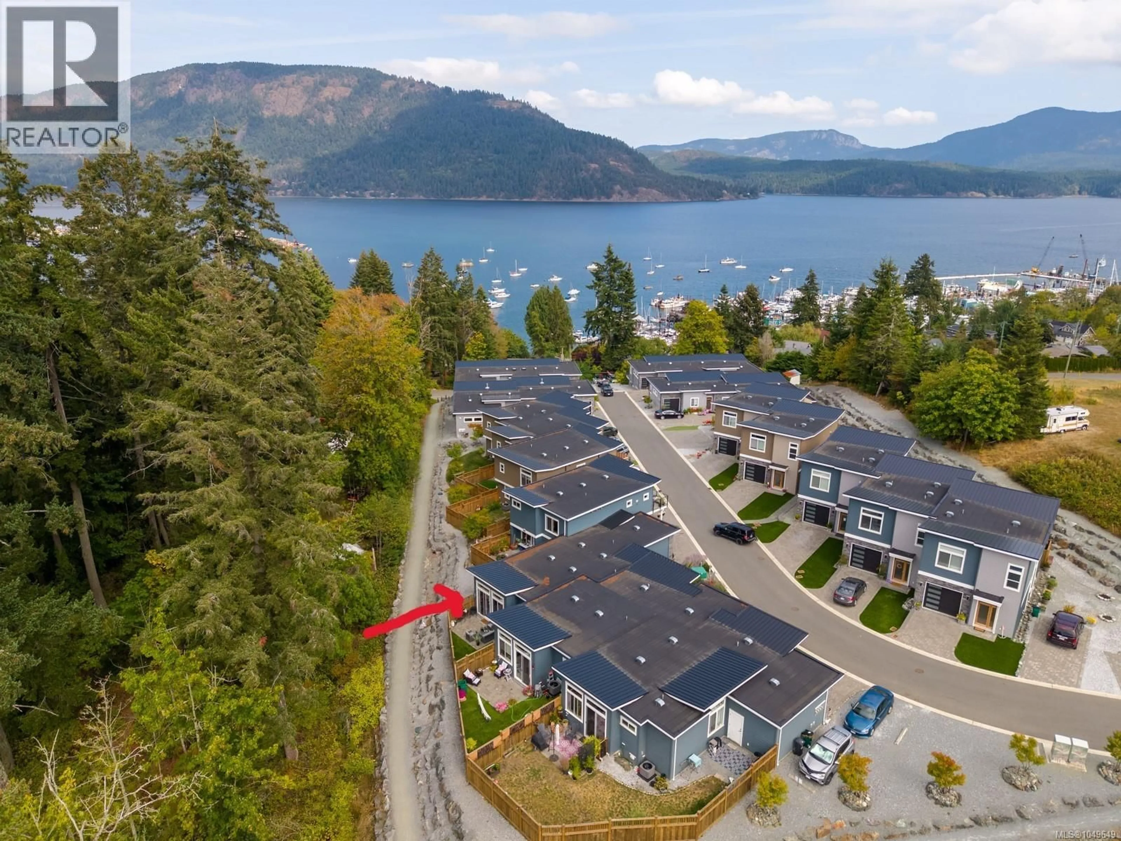 A pic from outside/outdoor area/front of a property/back of a property/a pic from drone, water/lake/river/ocean view for 105 - 4690 CASPIAN PLACE, Cowichan Bay British Columbia V0R1N1