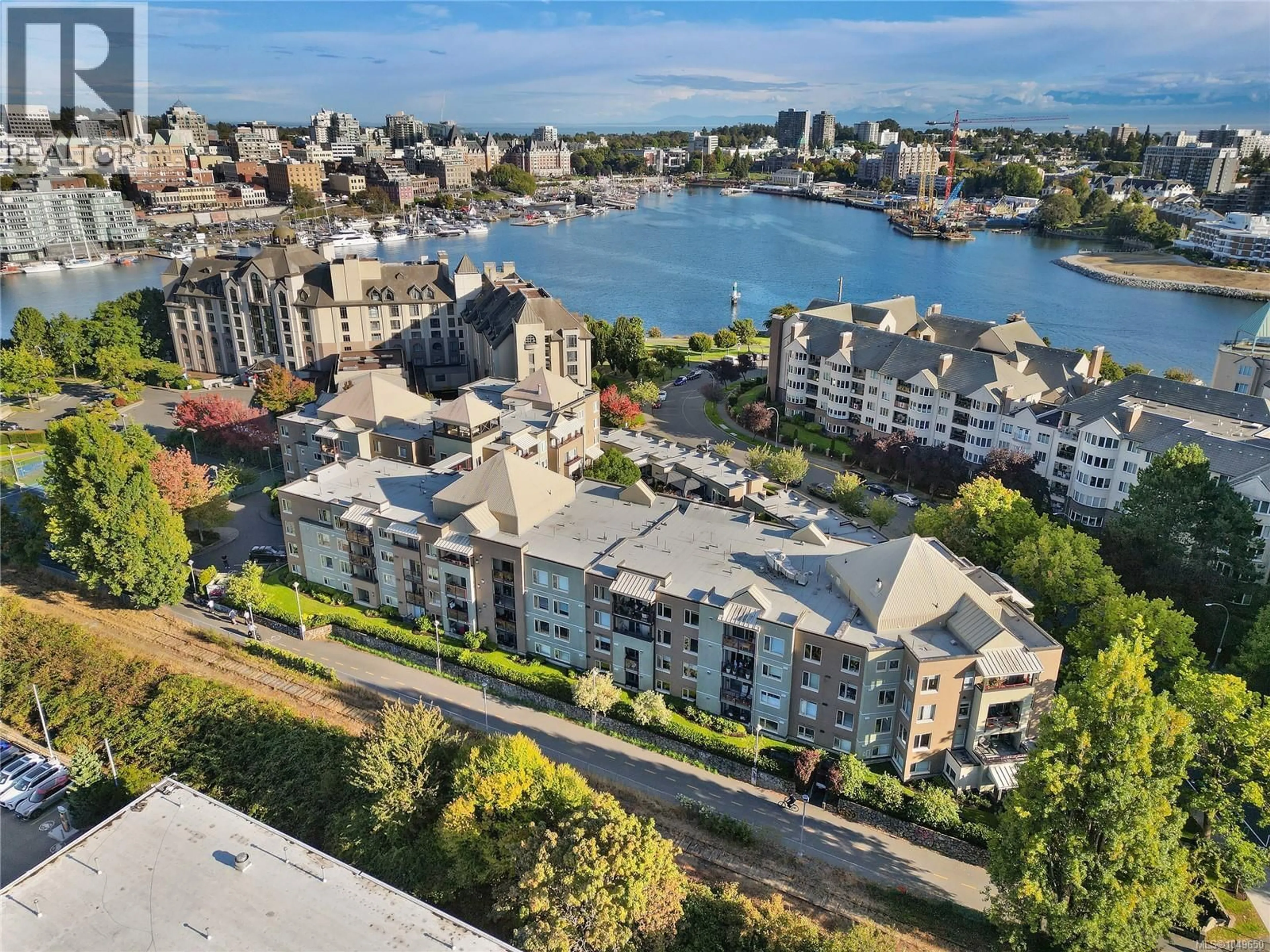 A pic from outside/outdoor area/front of a property/back of a property/a pic from drone, city buildings view from balcony for 108 - 27 SONGHEES ROAD, Victoria British Columbia V9A7M6