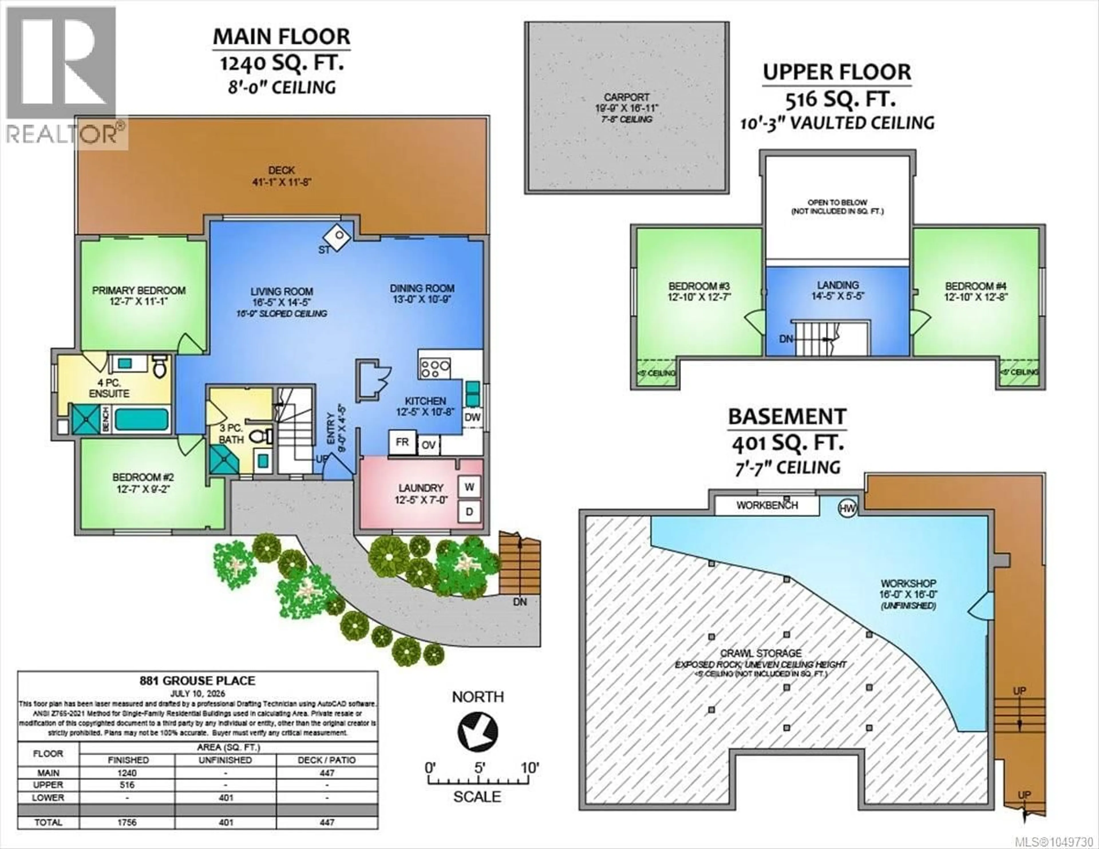 Floor plan for 881 GROUSE PLACE, Nanaimo British Columbia V9T5A4