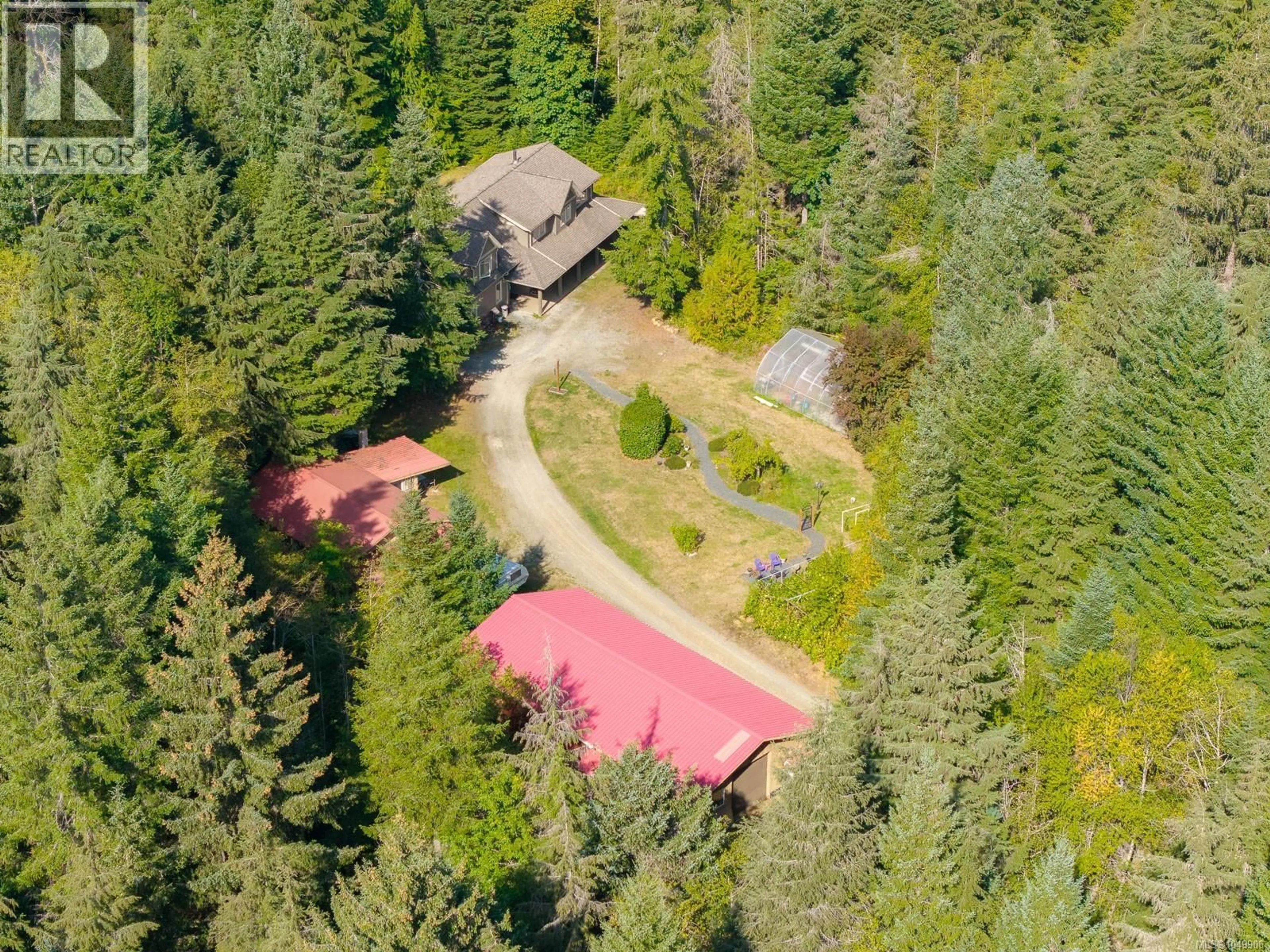 A pic from outside/outdoor area/front of a property/back of a property/a pic from drone, forest/trees view for 9600 COMOX TRAIL, Port Alberni British Columbia V9Y8N8