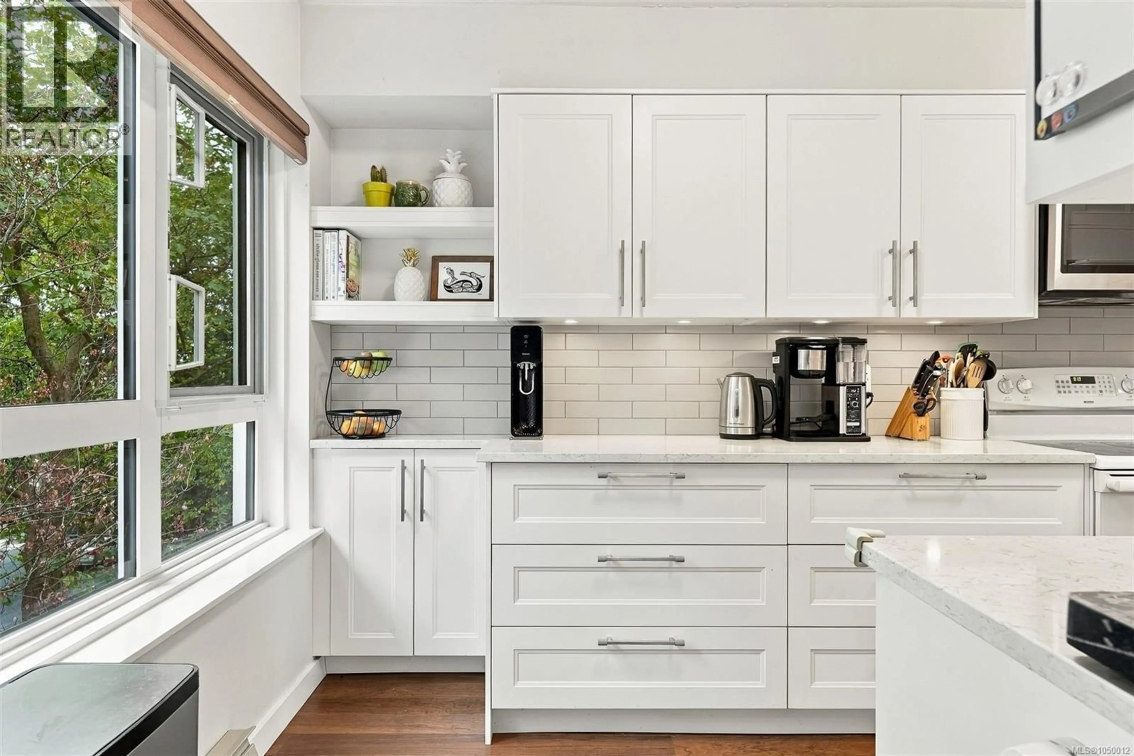 Contemporary kitchen, ceramic/tile floor for 303 - 1500 ELFORD STREET, Victoria British Columbia V8R3X8
