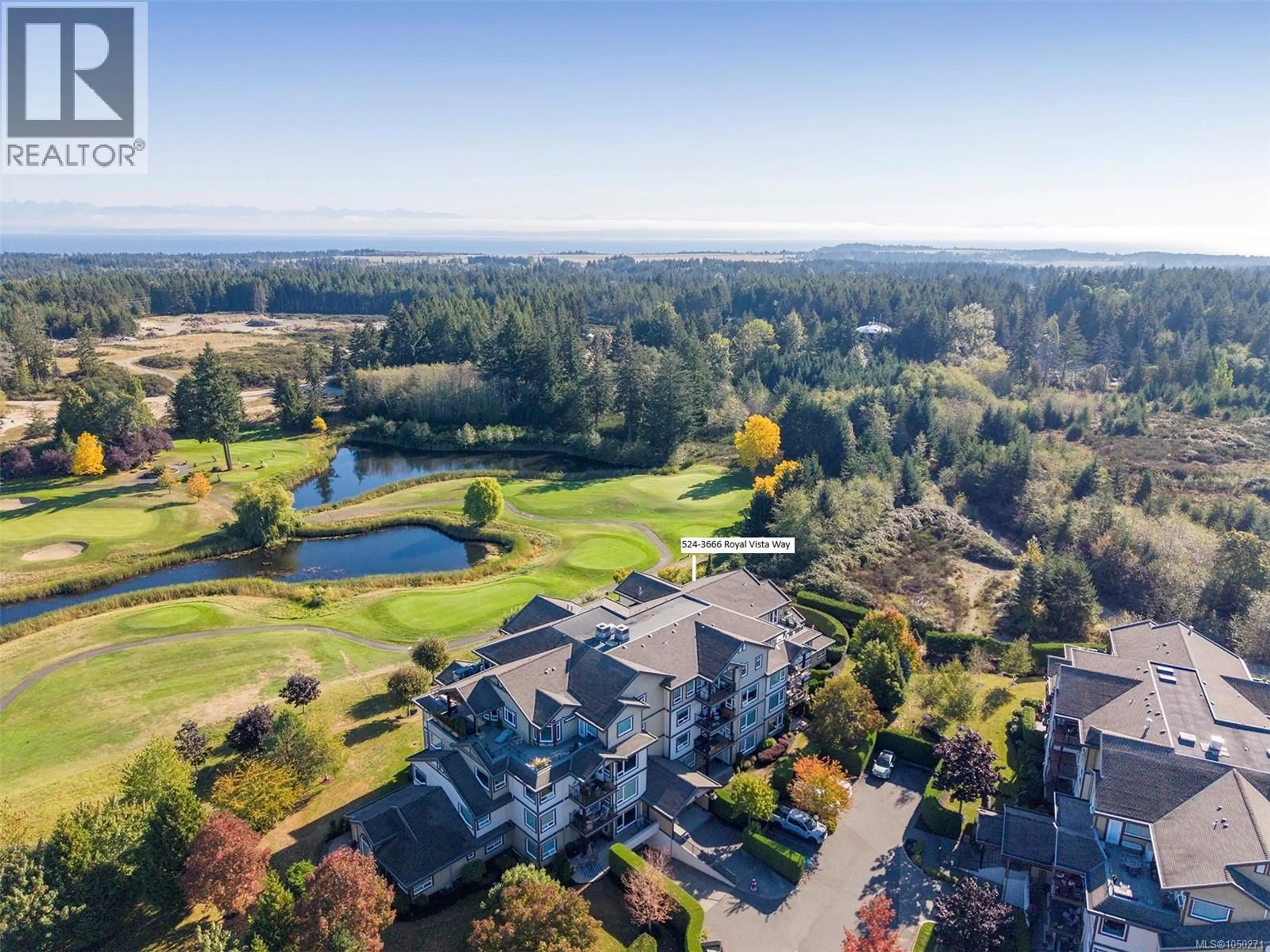 A pic from outside/outdoor area/front of a property/back of a property/a pic from drone, water/lake/river/ocean view for 524 - 3666 ROYAL VISTA WAY, Courtenay British Columbia V9N9X8
