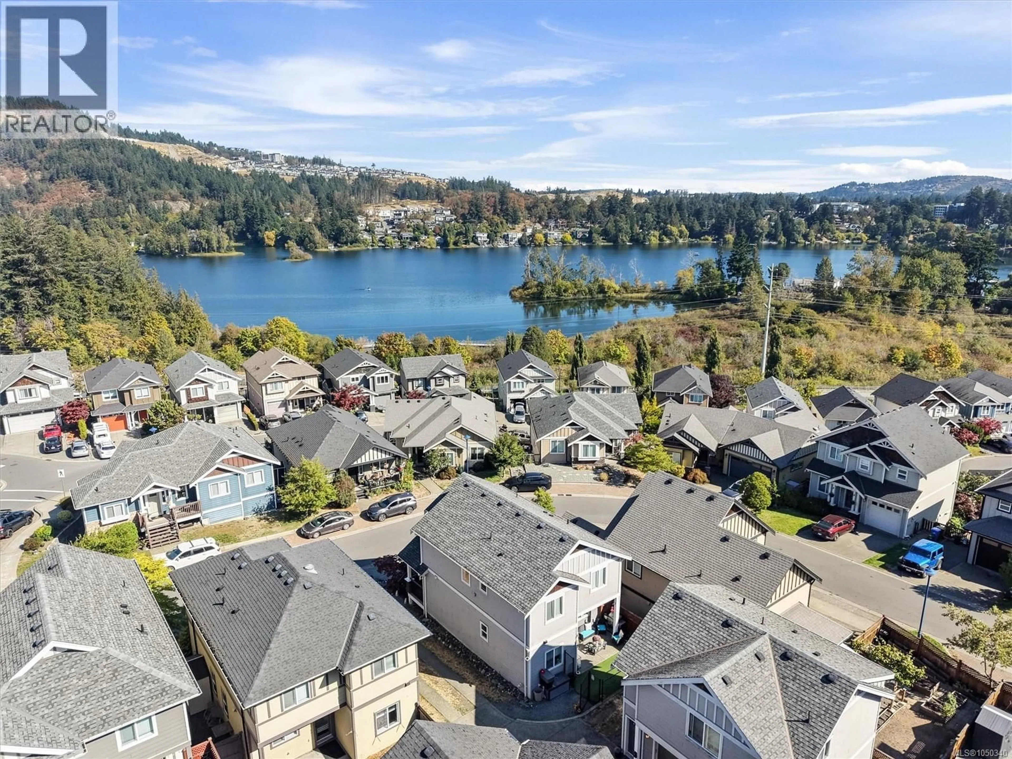 A pic from outside/outdoor area/front of a property/back of a property/a pic from drone, water/lake/river/ocean view for 1221 FRESHWATER CRESCENT, Langford British Columbia V9B0L9