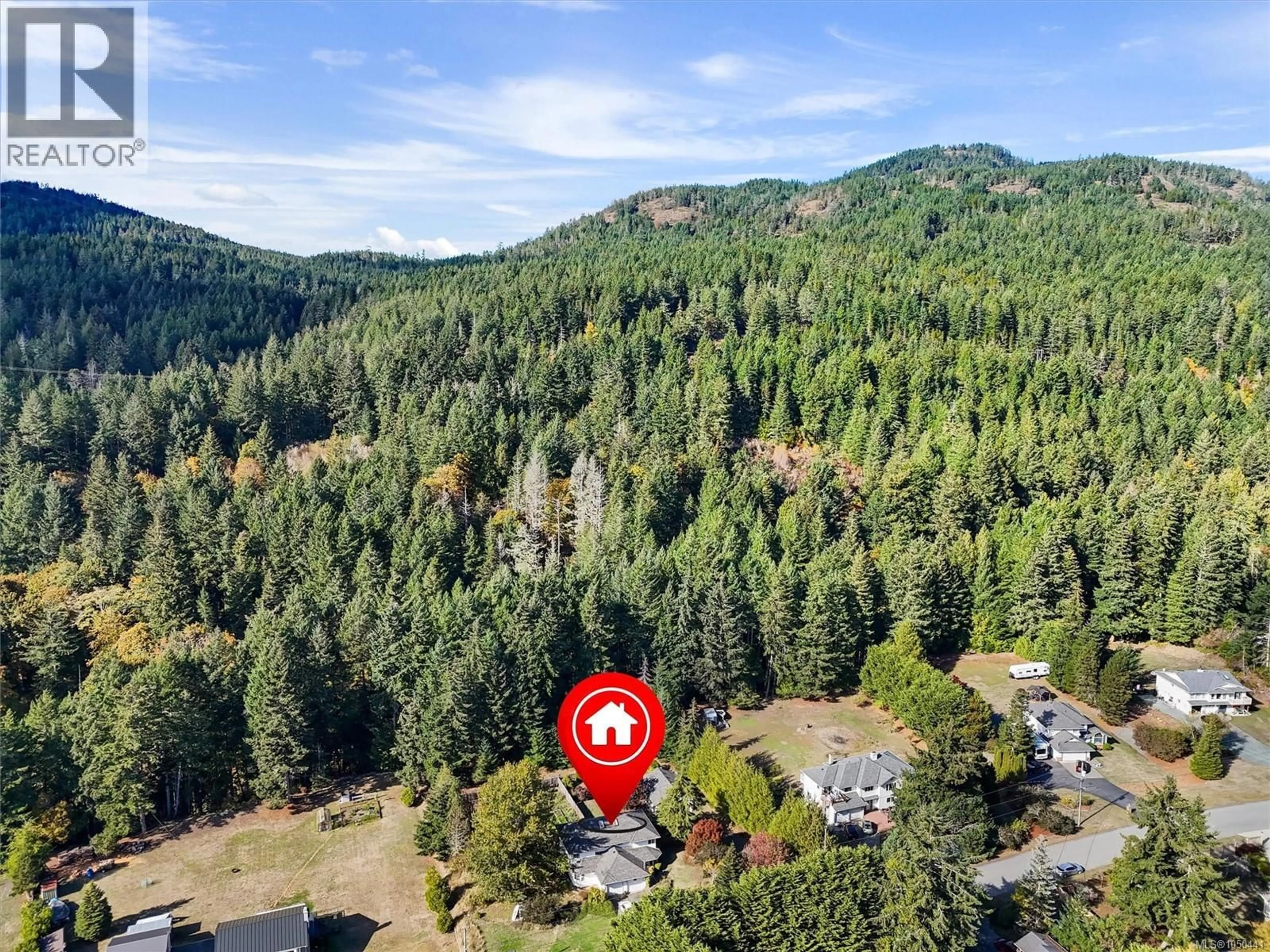 A pic from outside/outdoor area/front of a property/back of a property/a pic from drone, forest/trees view for 2209 AYUM ROAD, Sooke British Columbia V0S1N0