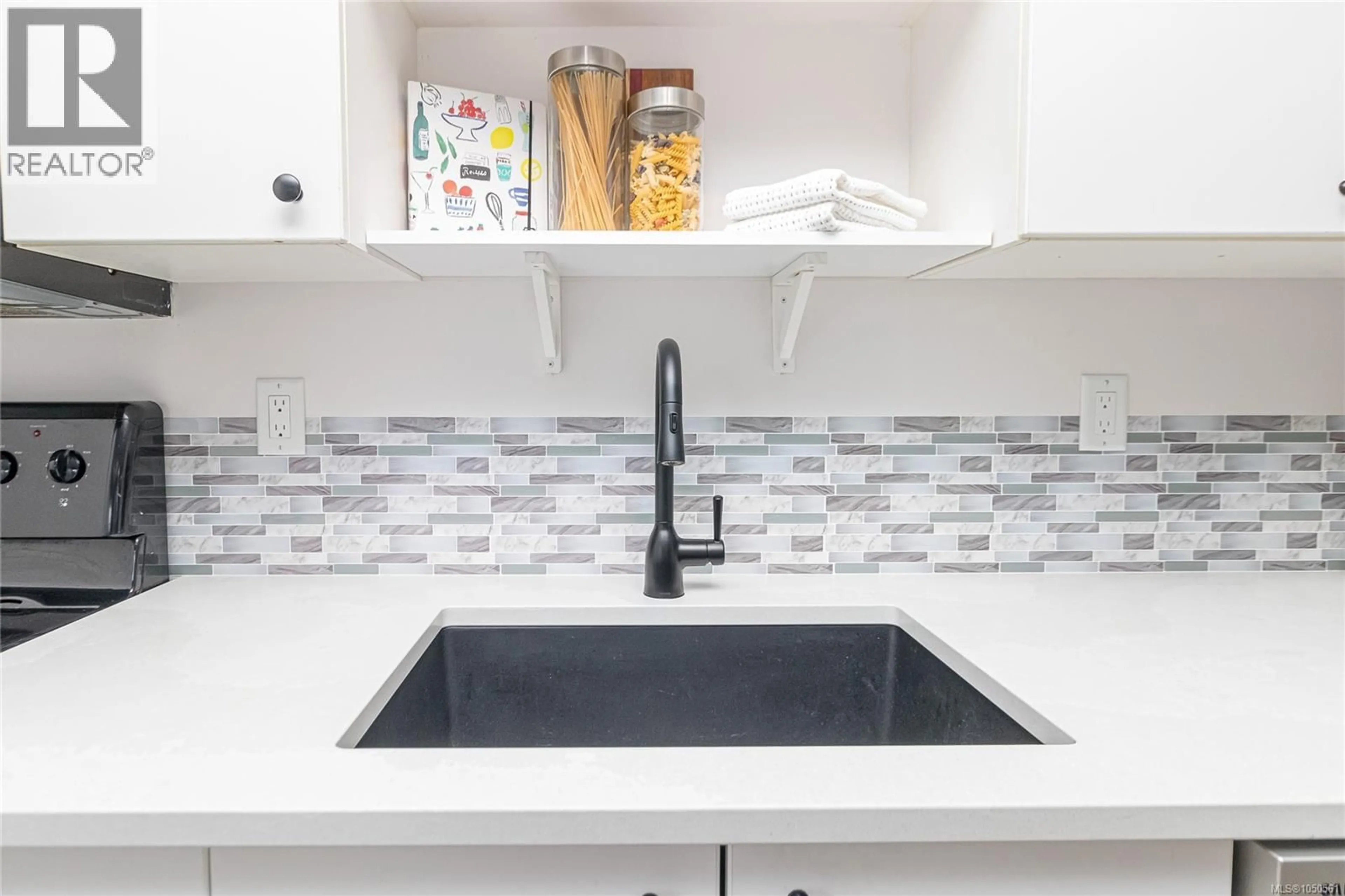 Contemporary kitchen, ceramic/tile floor for 303 - 932 JOHNSON STREET, Victoria British Columbia V8V3N4