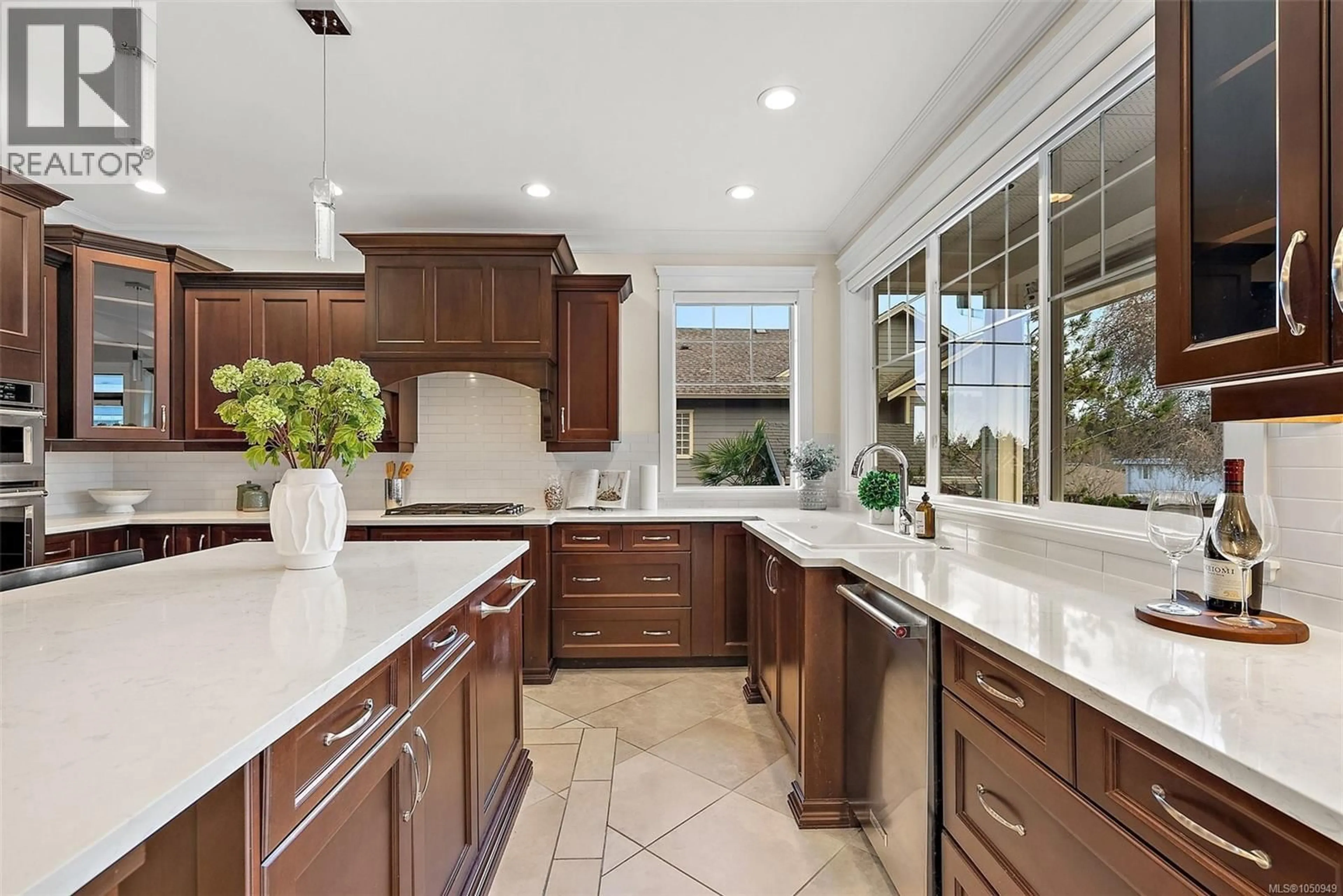 Contemporary kitchen, ceramic/tile floor for 4973 LA QUINTA PLACE, Saanich British Columbia V8Y3G9