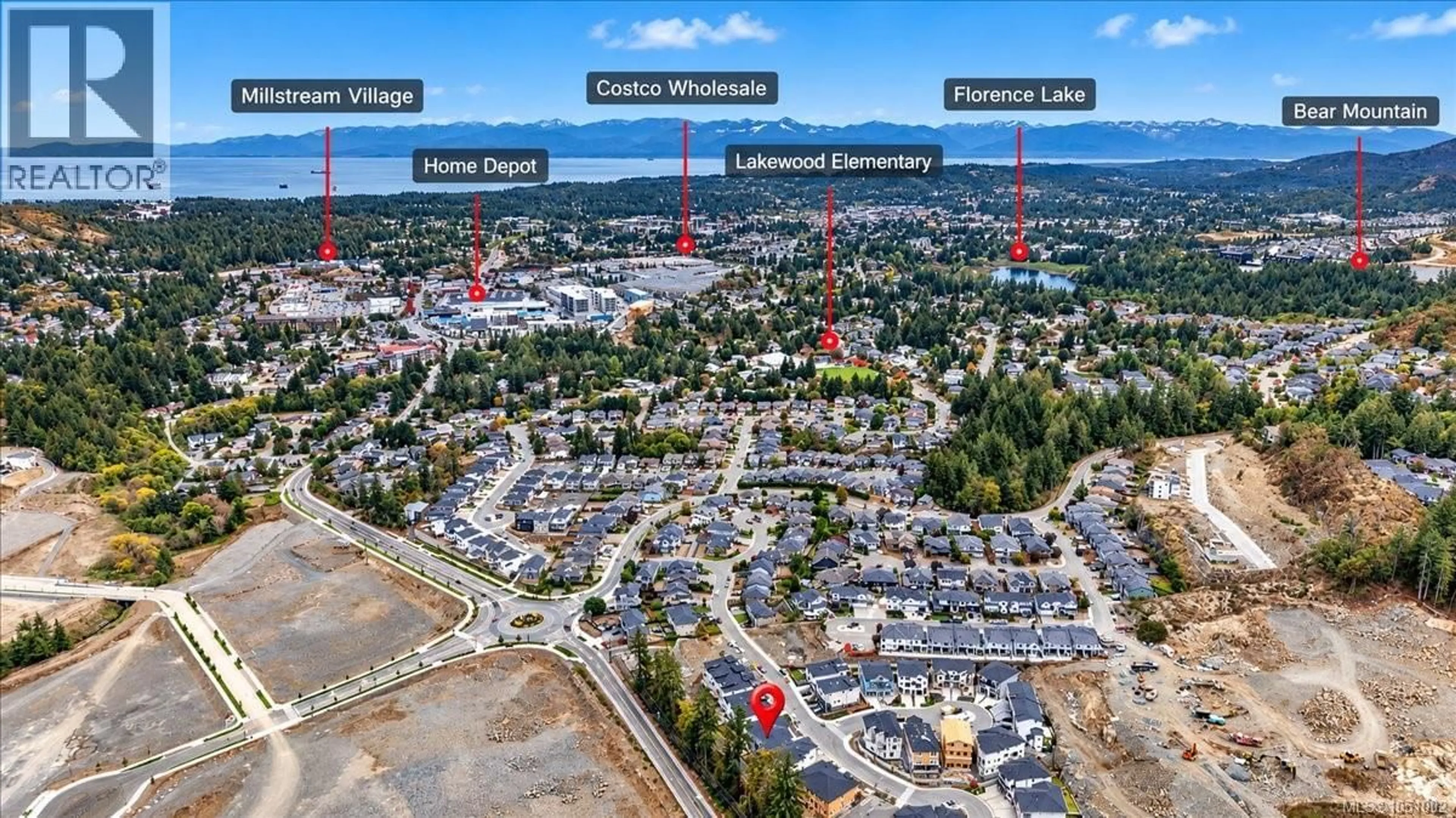 A pic from outside/outdoor area/front of a property/back of a property/a pic from drone, mountain view for 2111 KINGBIRD DRIVE, Langford British Columbia V9B0E7