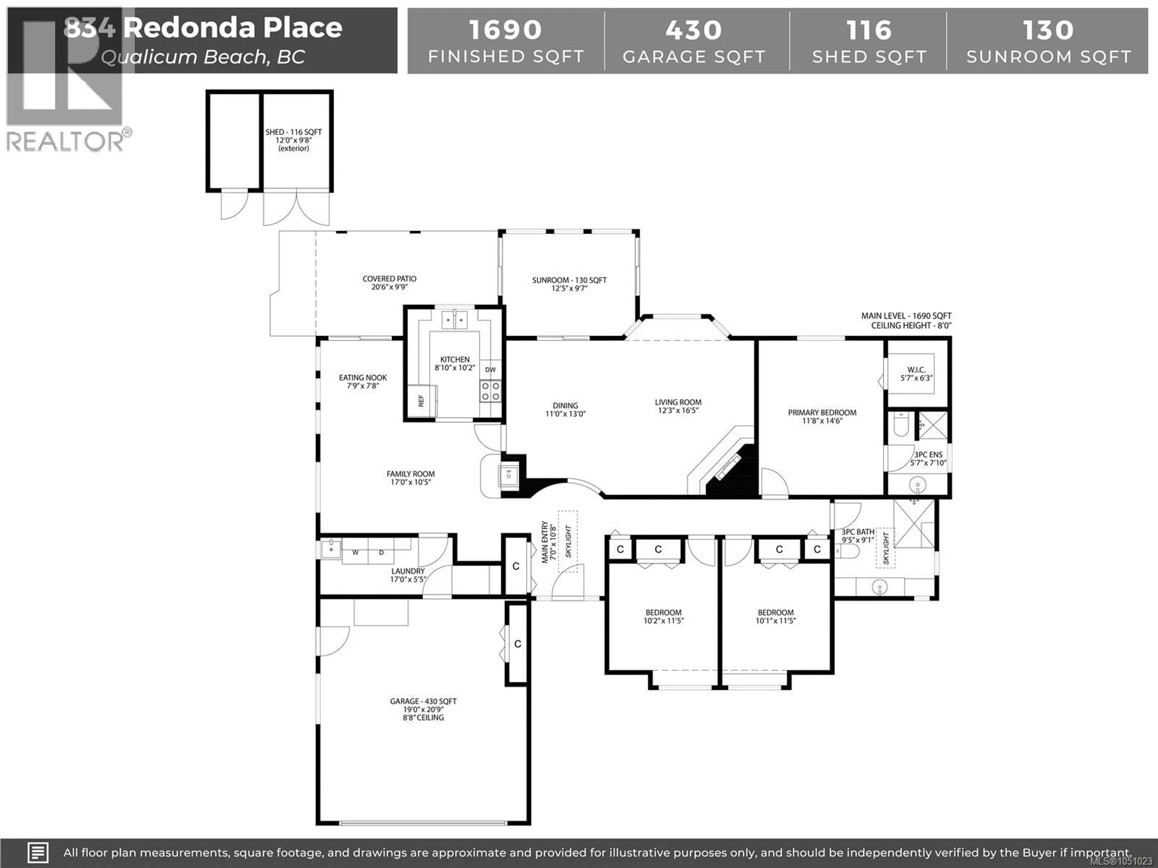 Floor plan for 834 REDONDA PLACE, Qualicum Beach British Columbia V9K1R4