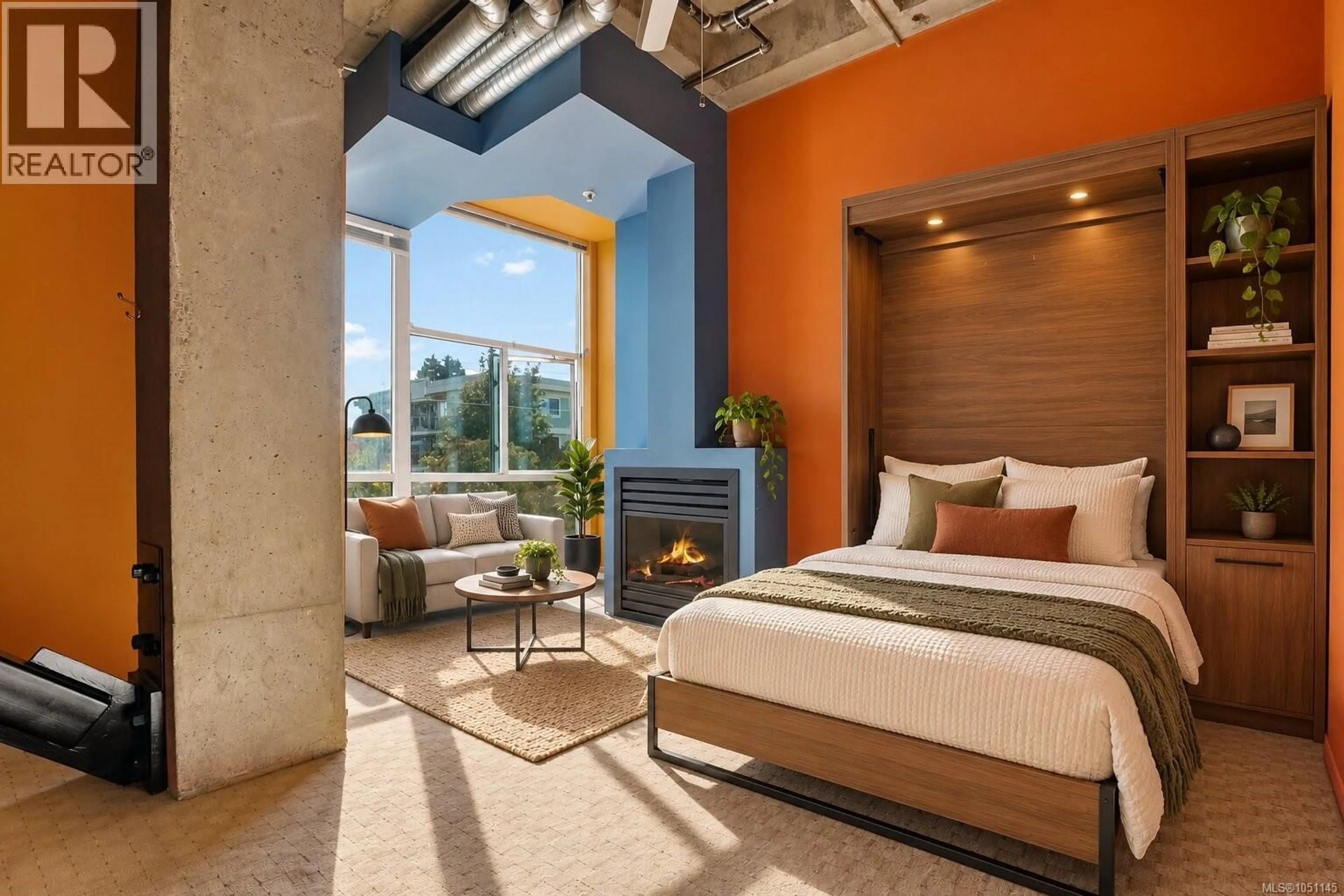 Bedroom with bed, ceramic/tile floor for 201 - 1061 FORT STREET, Victoria British Columbia V8V5A1
