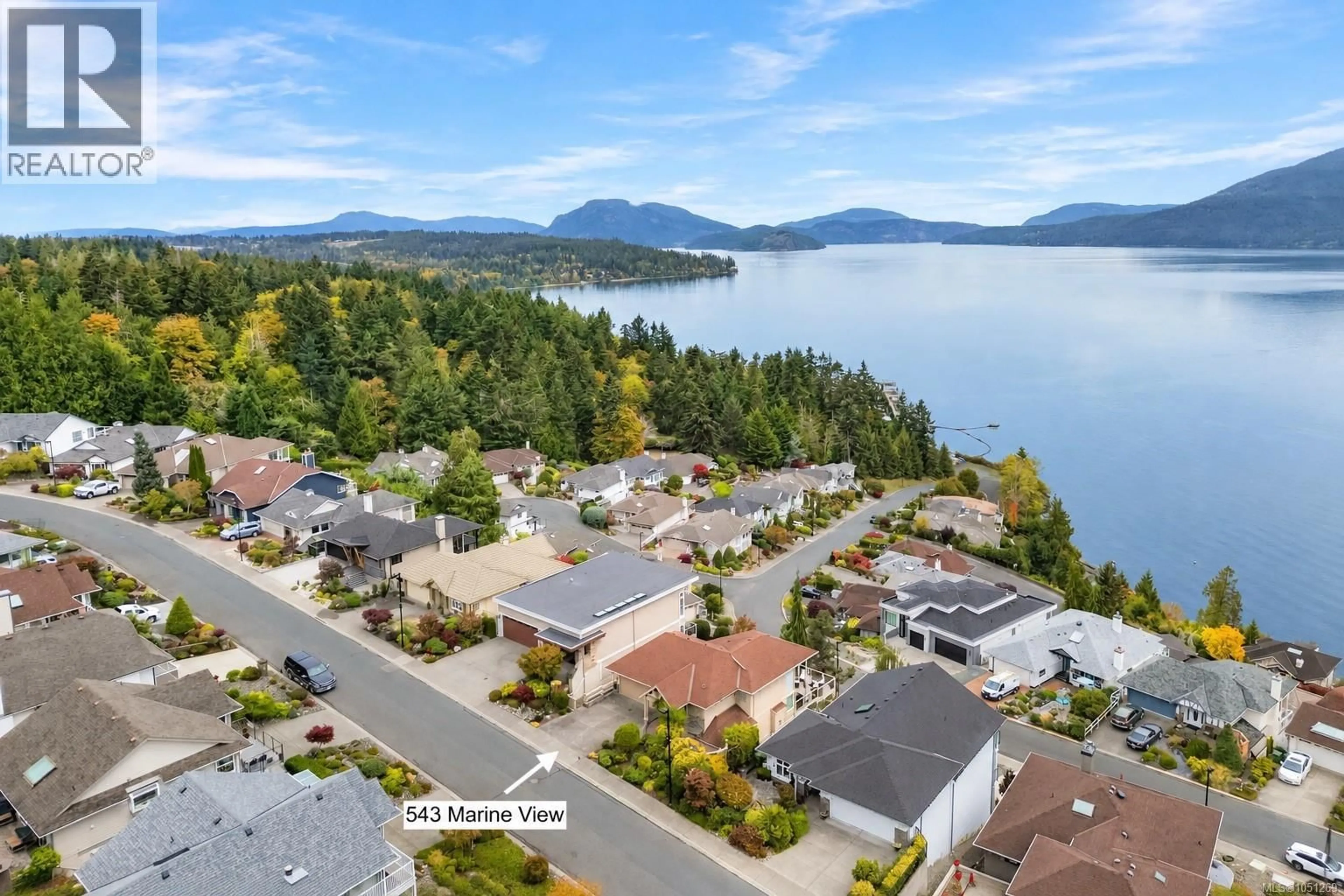 A pic from outside/outdoor area/front of a property/back of a property/a pic from drone, water/lake/river/ocean view for 543 MARINE VIEW, Cobble Hill British Columbia V8H0K8