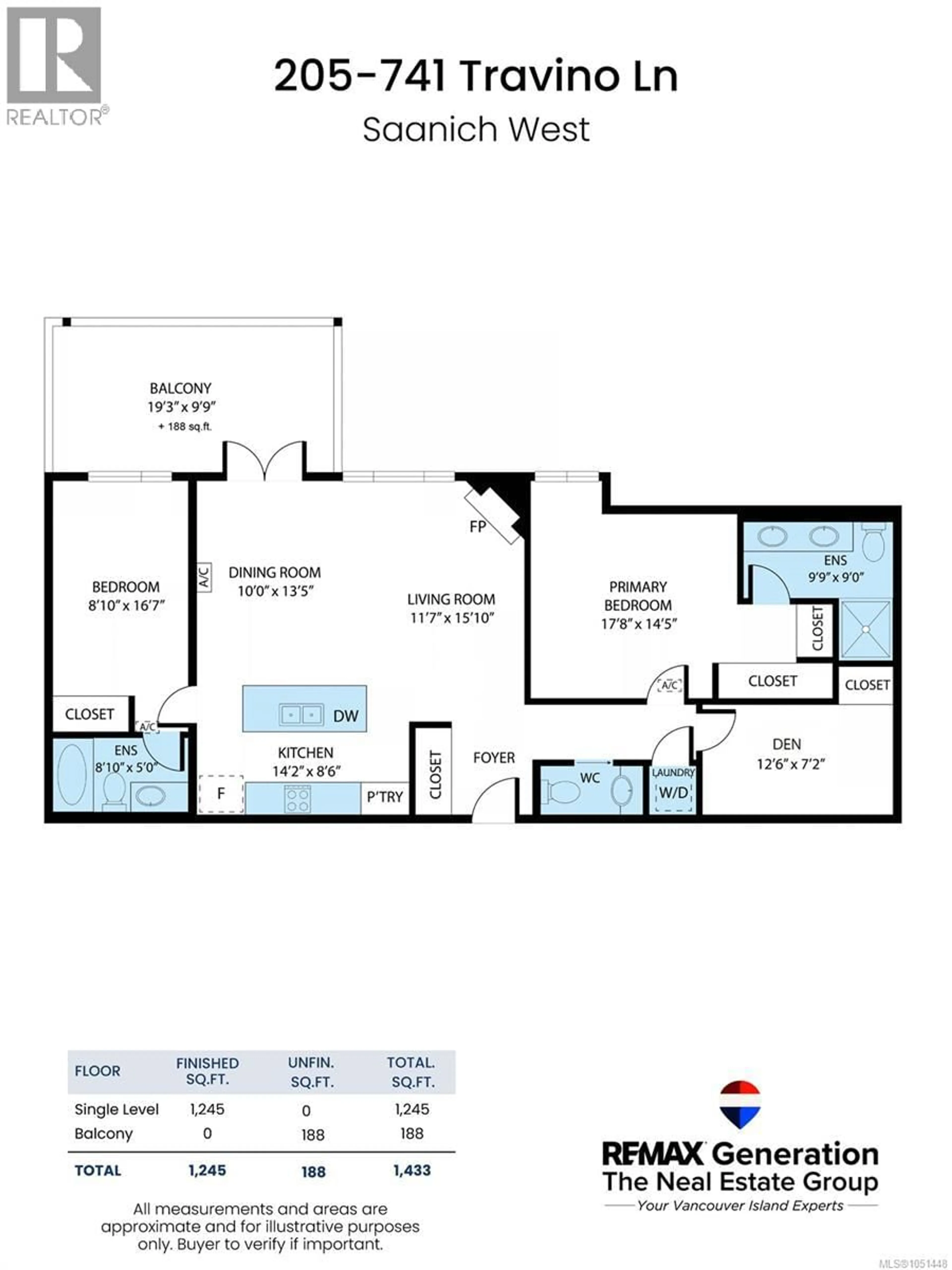 Floor plan for 205 - 741 TRAVINO LANE, Saanich British Columbia V8Z0G3