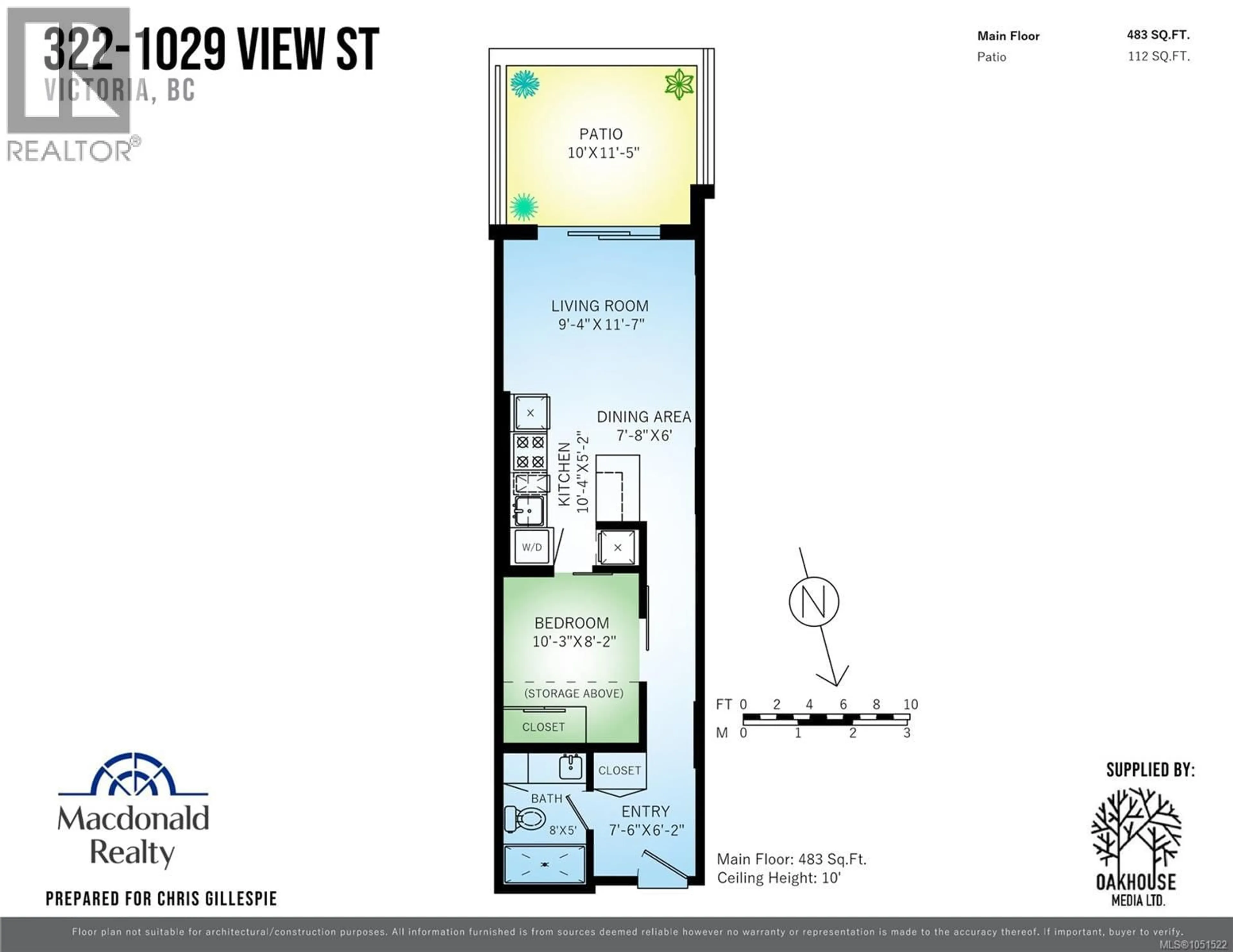 Floor plan for 322 - 1029 VIEW STREET, Victoria British Columbia V8V0C9