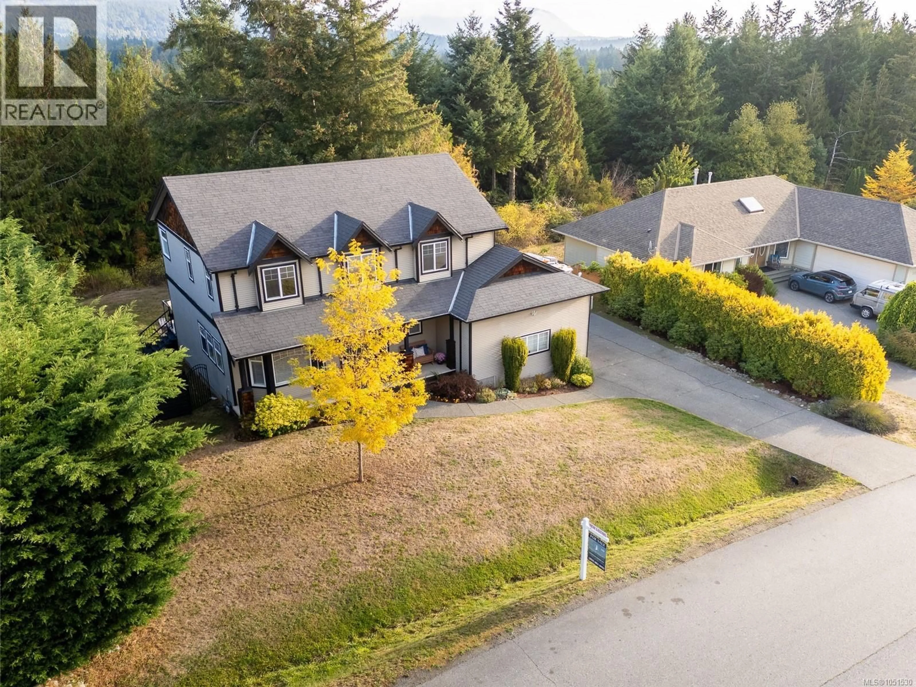 A pic from outside/outdoor area/front of a property/back of a property/a pic from drone, mountain view for 2125 WILDFLOWER ROAD, Shawnigan Lake British Columbia V0R2W1