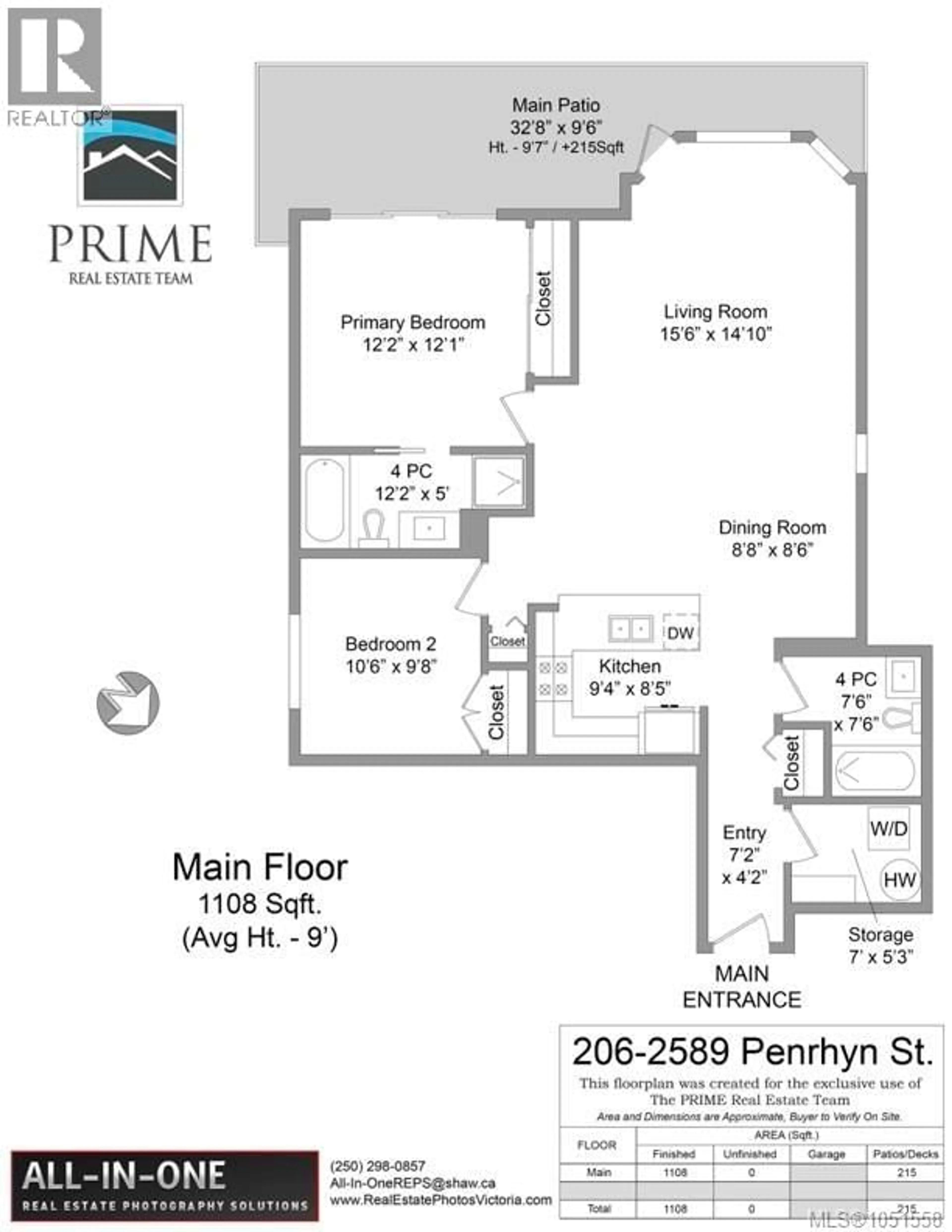 Floor plan for 206 - 2589 PENRHYN STREET, Saanich British Columbia V8N1G4